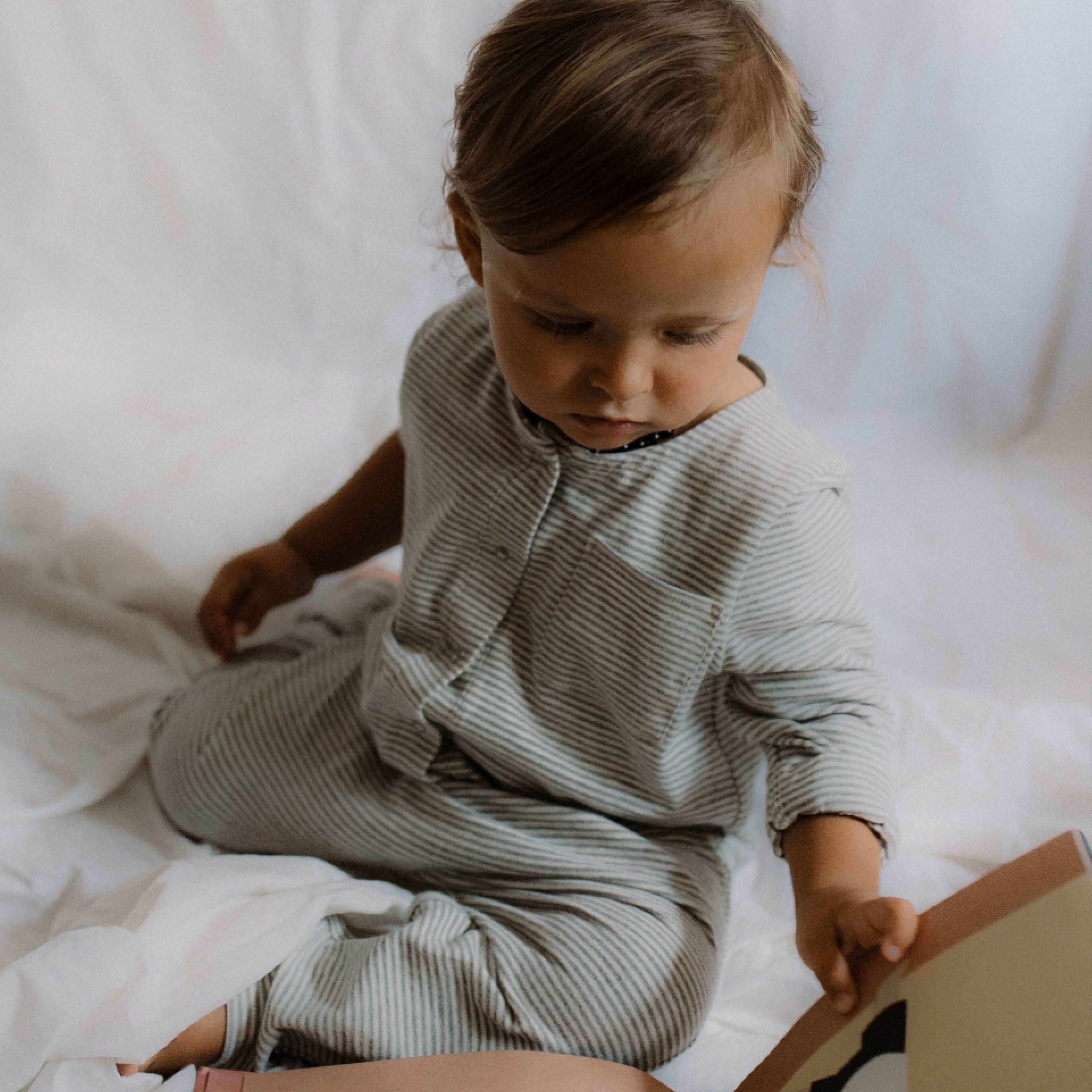 Baby Overall in grey melange/cream
