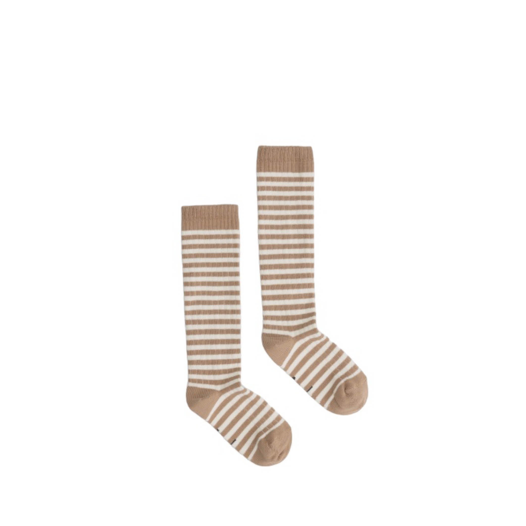 Lange gerippte Socken in biscuit/cream