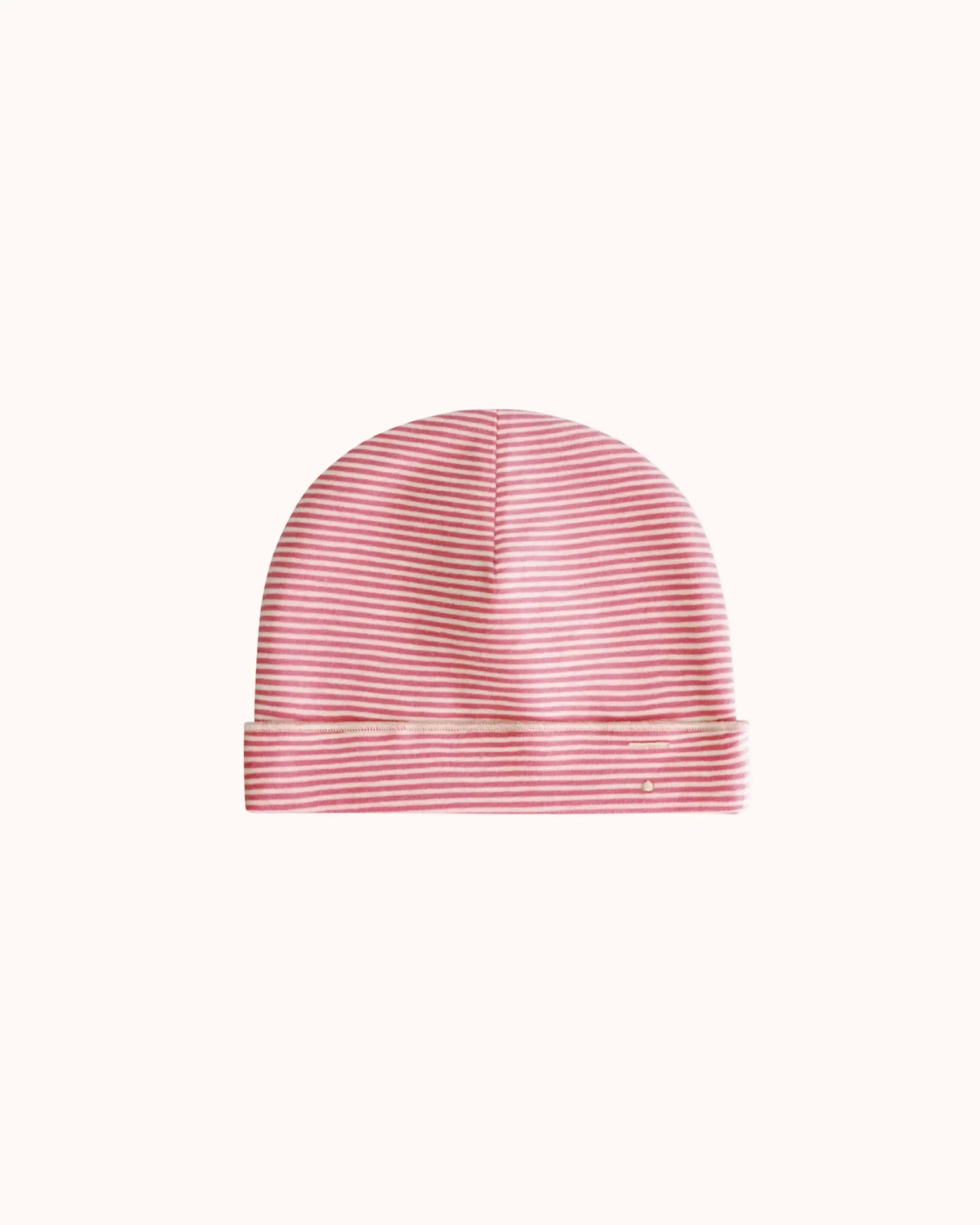 Baby Beanie in cherry/cream