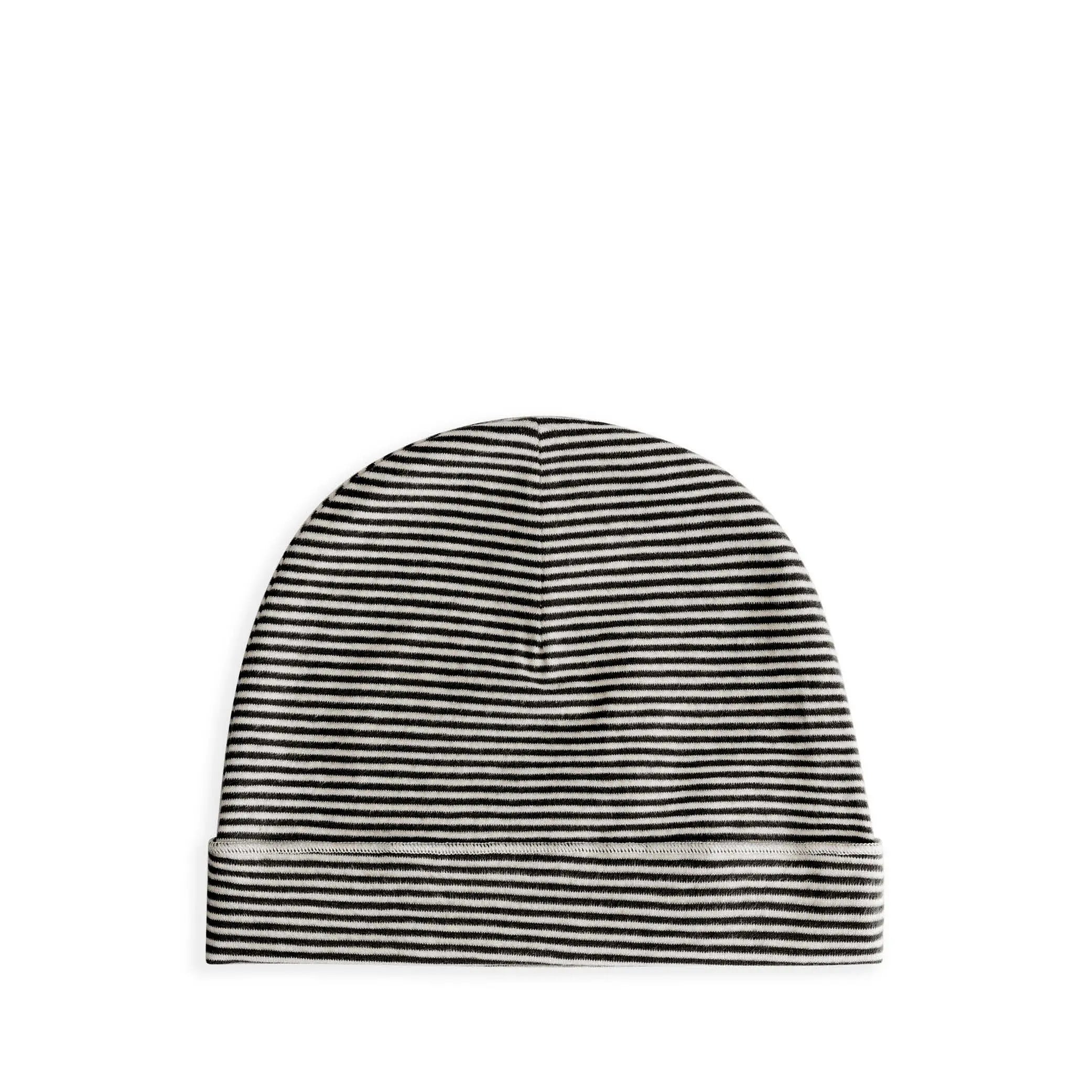 Baby Beanie in nearly black/cream