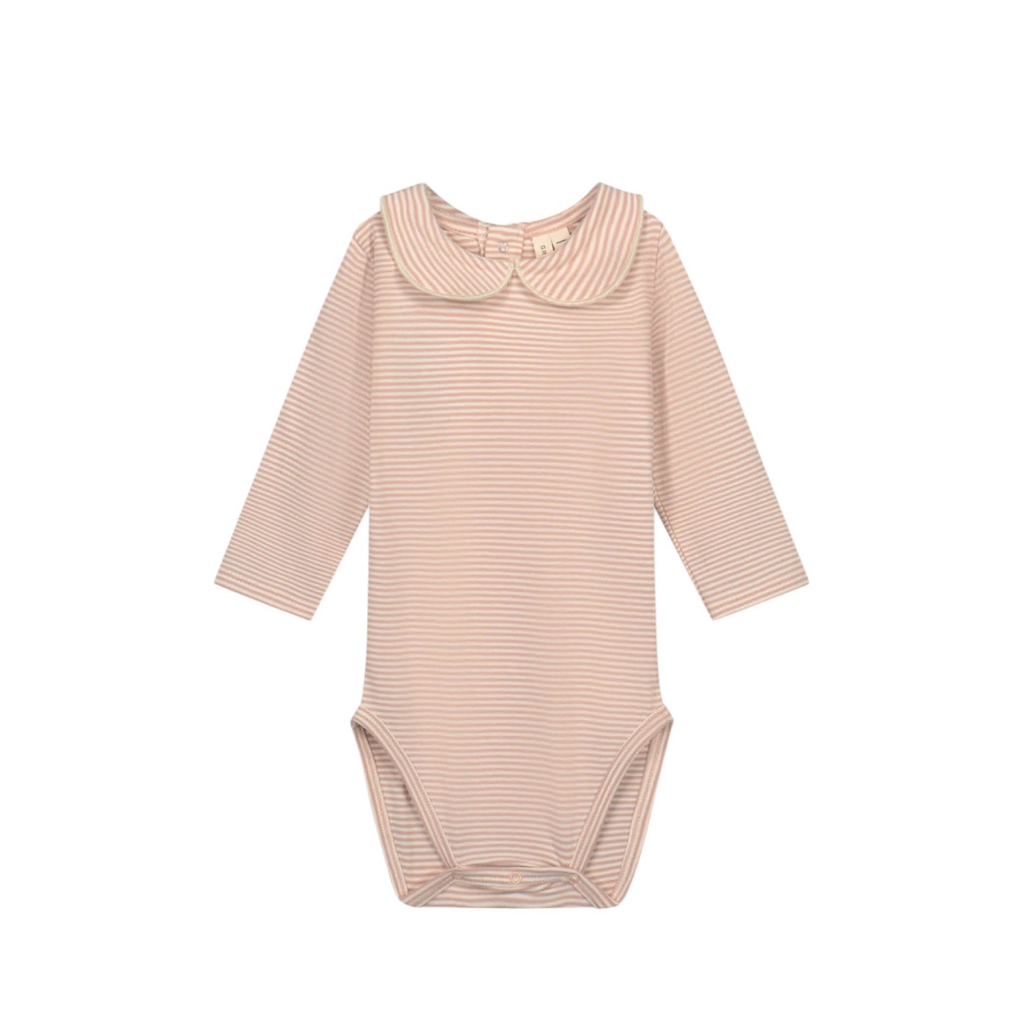 Baby Body mit Kragen in faded pink/cream