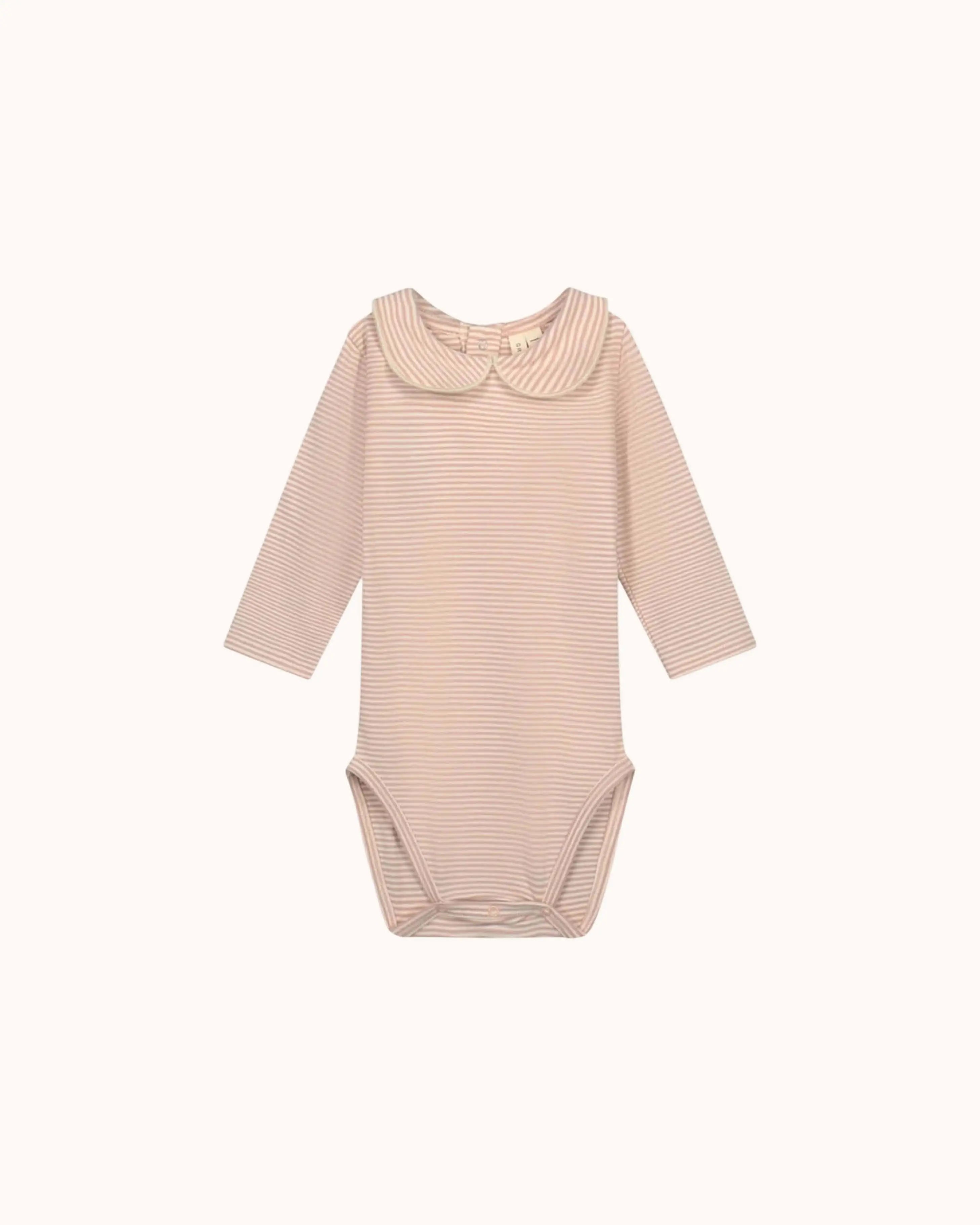 Baby Body mit Kragen in faded pink/cream