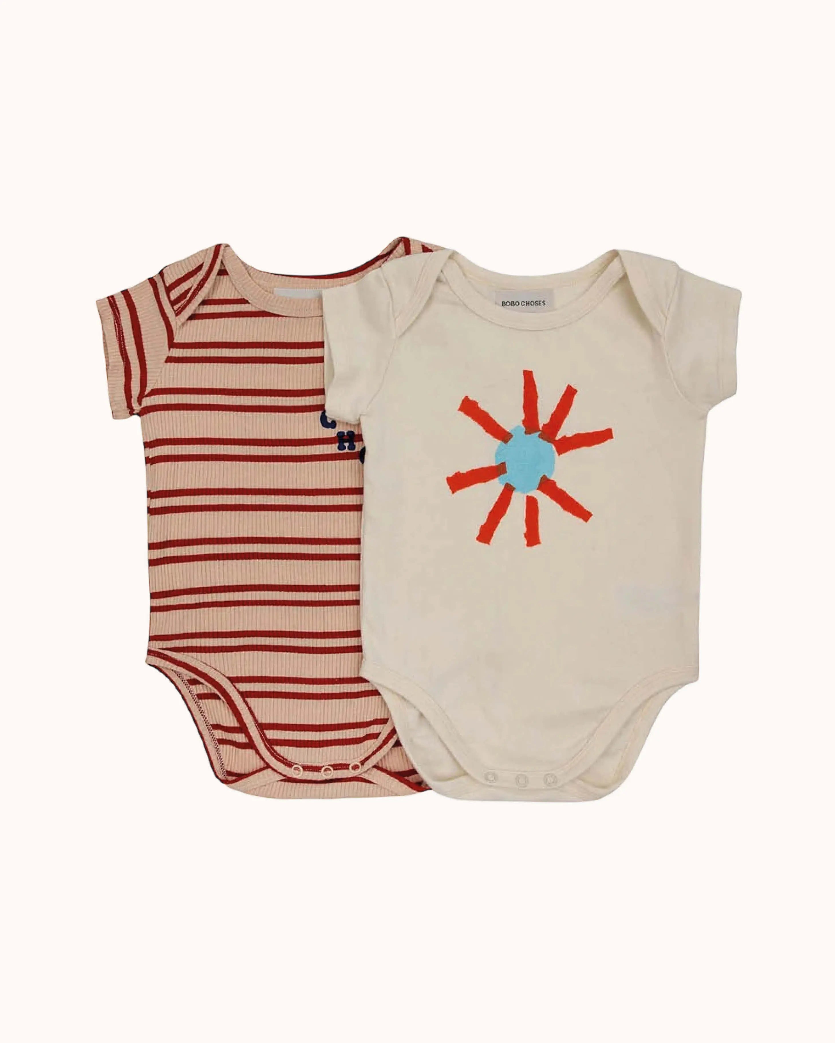 Kurzärmlige Baby Bodys im Sonnen mix