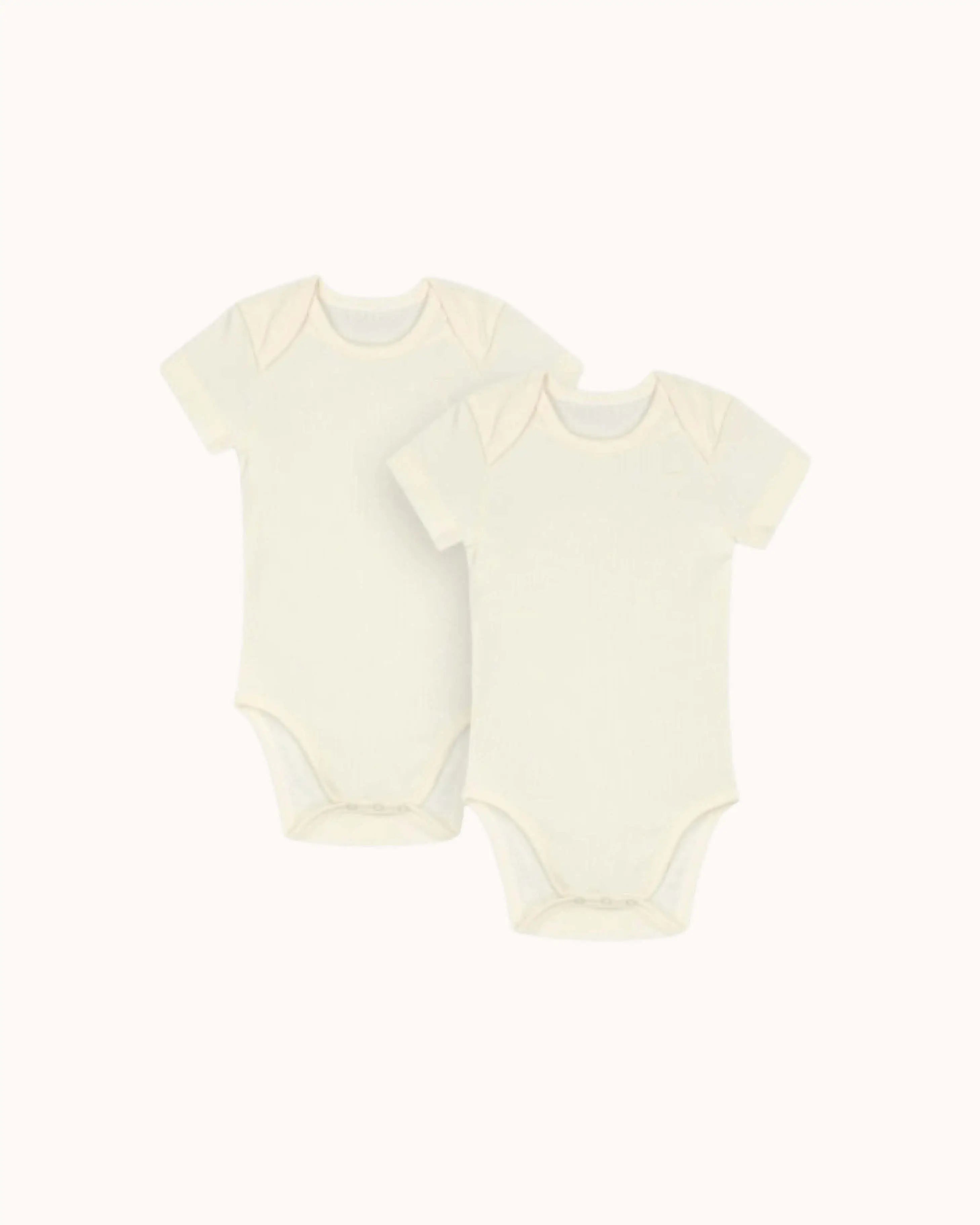 Set of 2, Short-sleeved Baby Body in cream