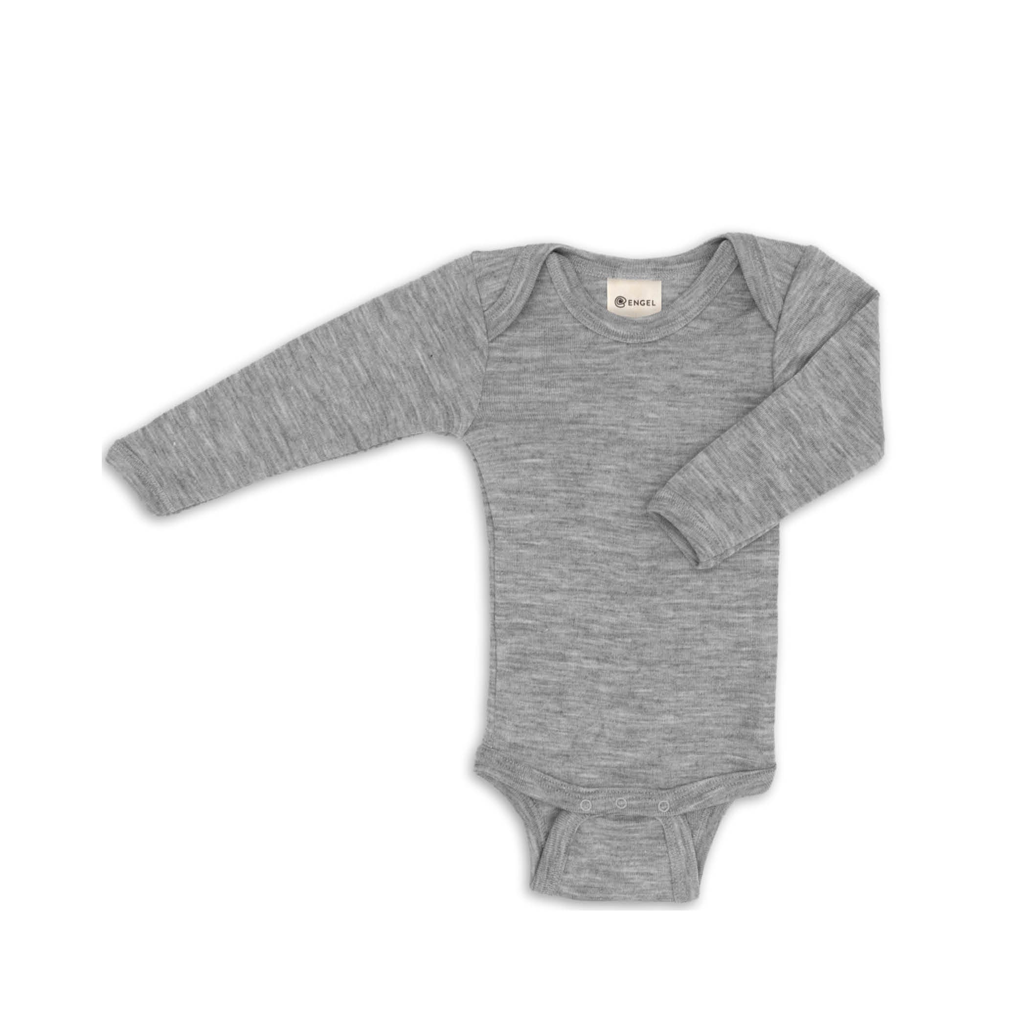 Baby Body aus Wolle Seide in grey melange von Engel Natur