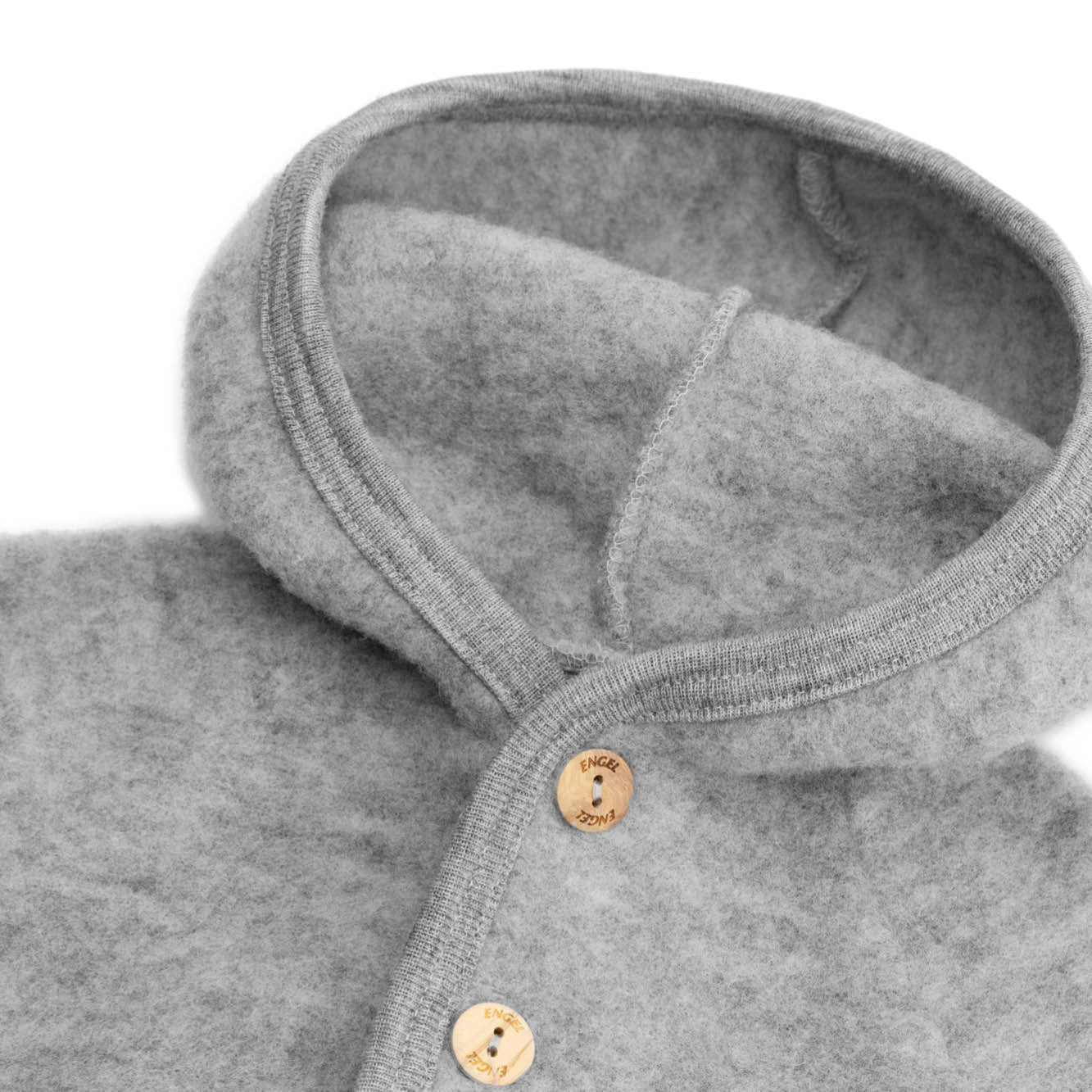 Baby Kapuzenjacke aus Wolle in gray melange