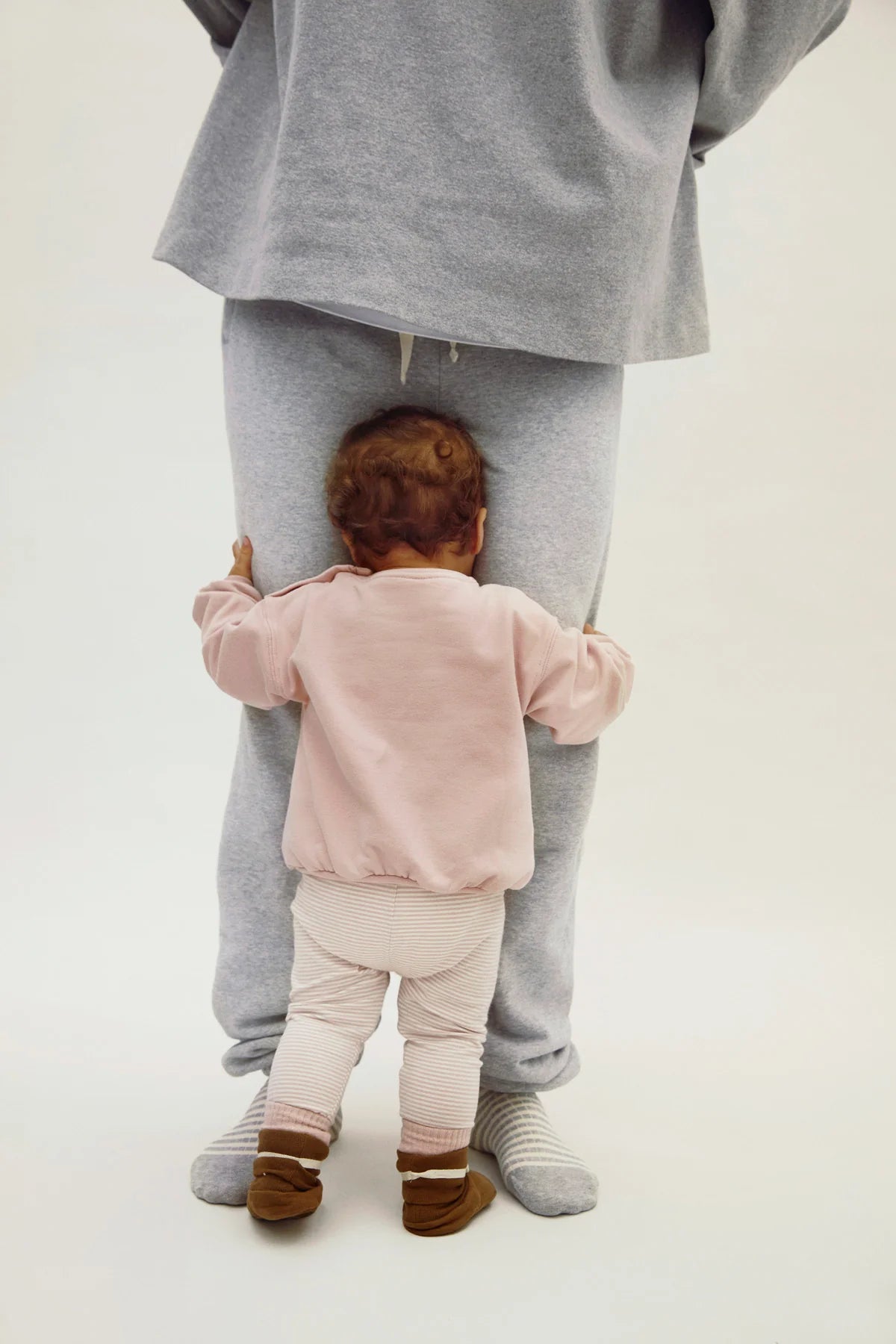 Baby Leggings in faded pink/cream