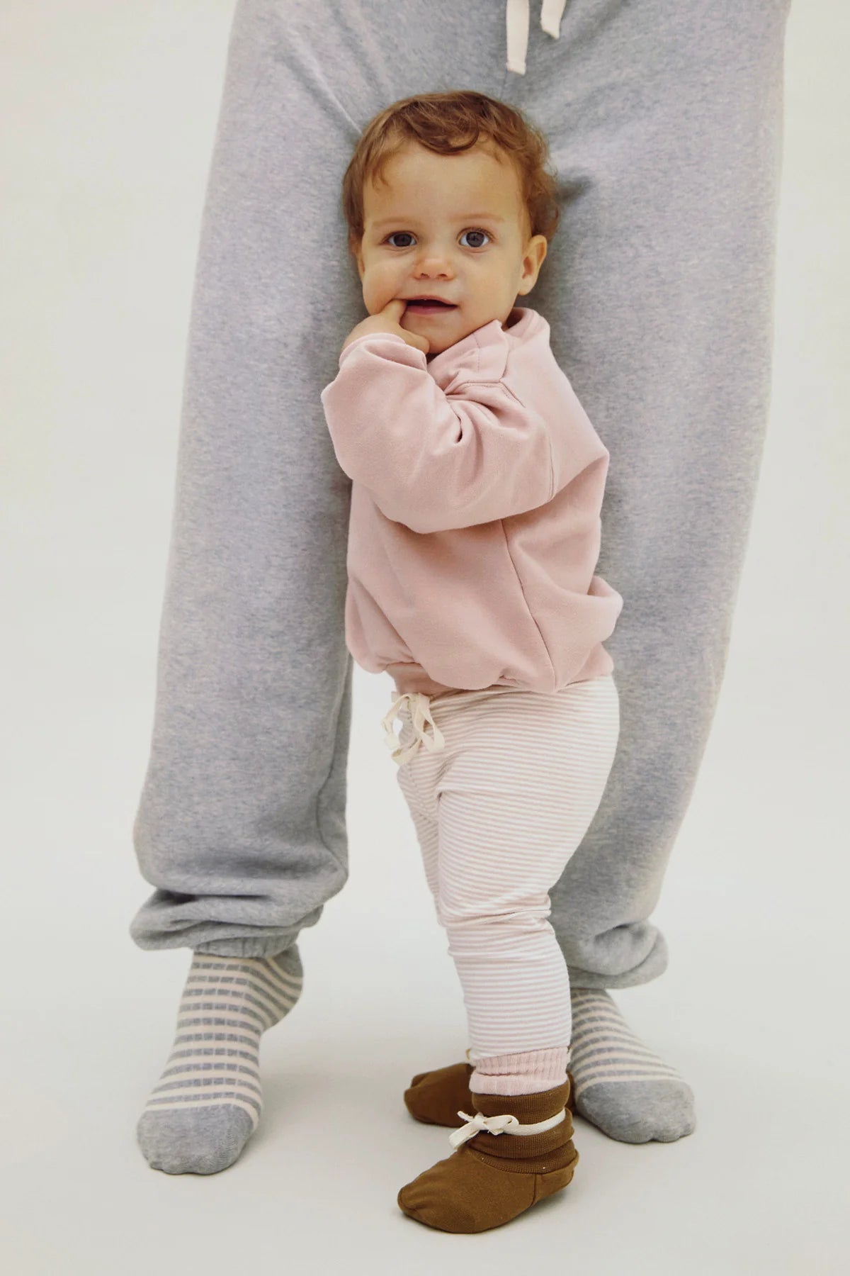 Baby Leggings in faded pink/cream