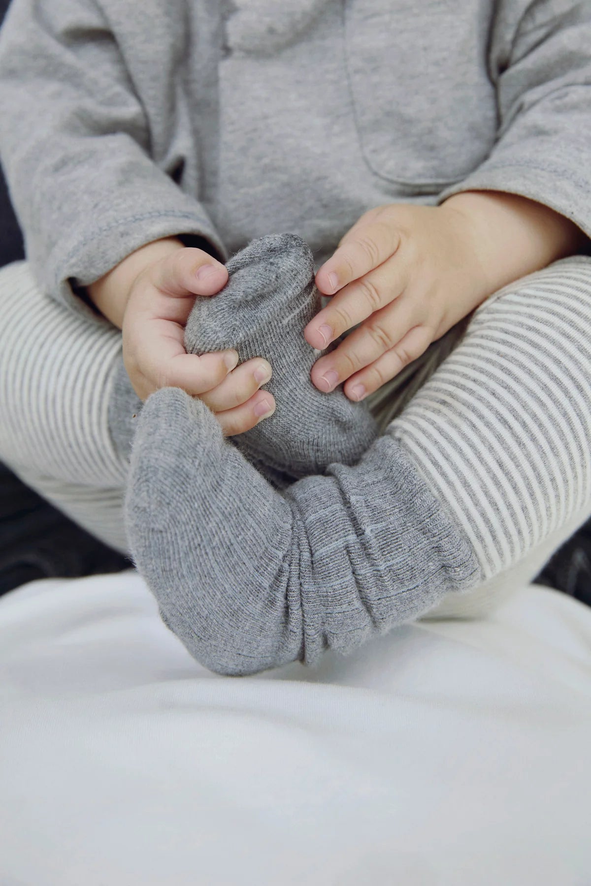 Baby Leggings in grey melange/cream