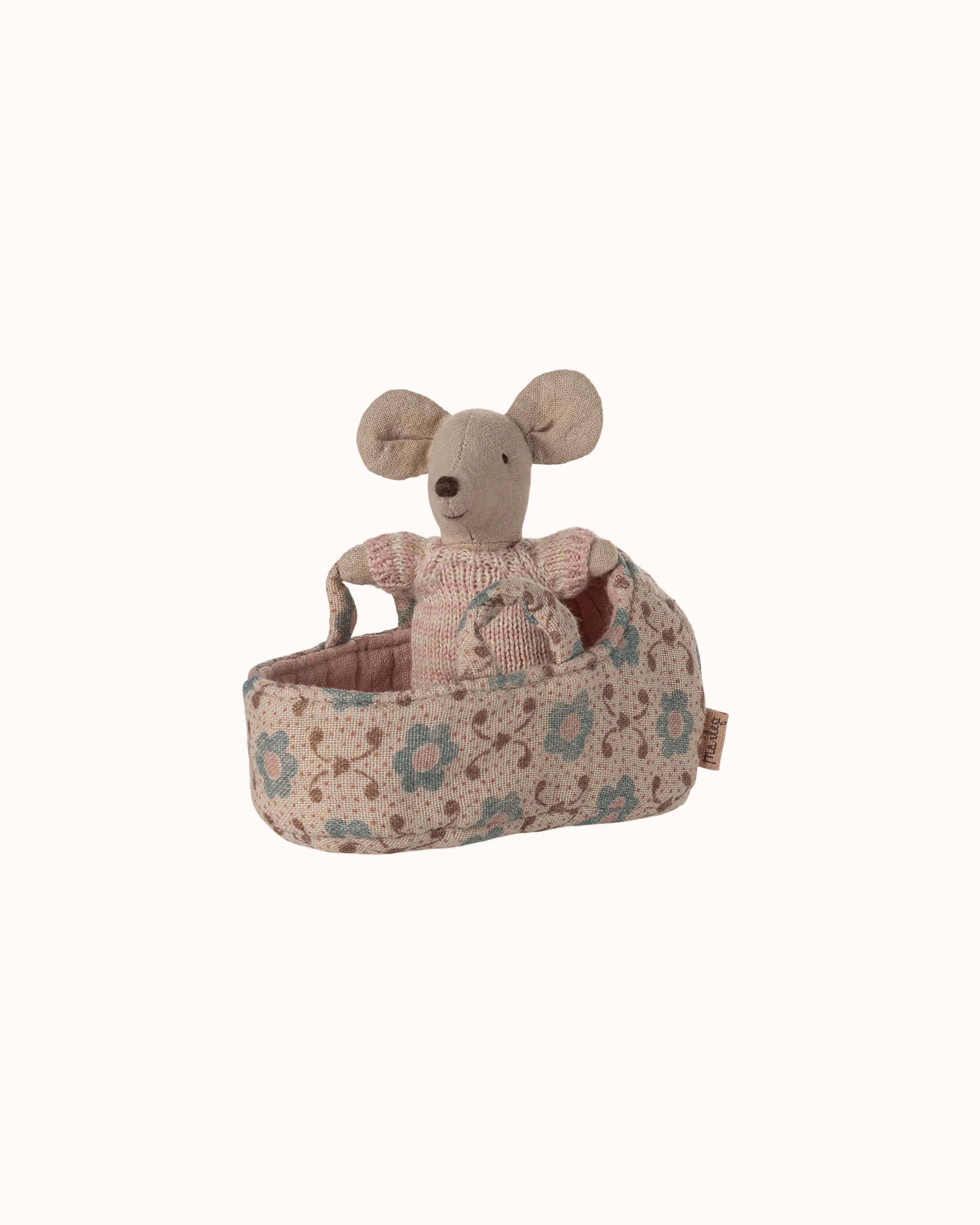 Baby Maus in rosa Tragetasche