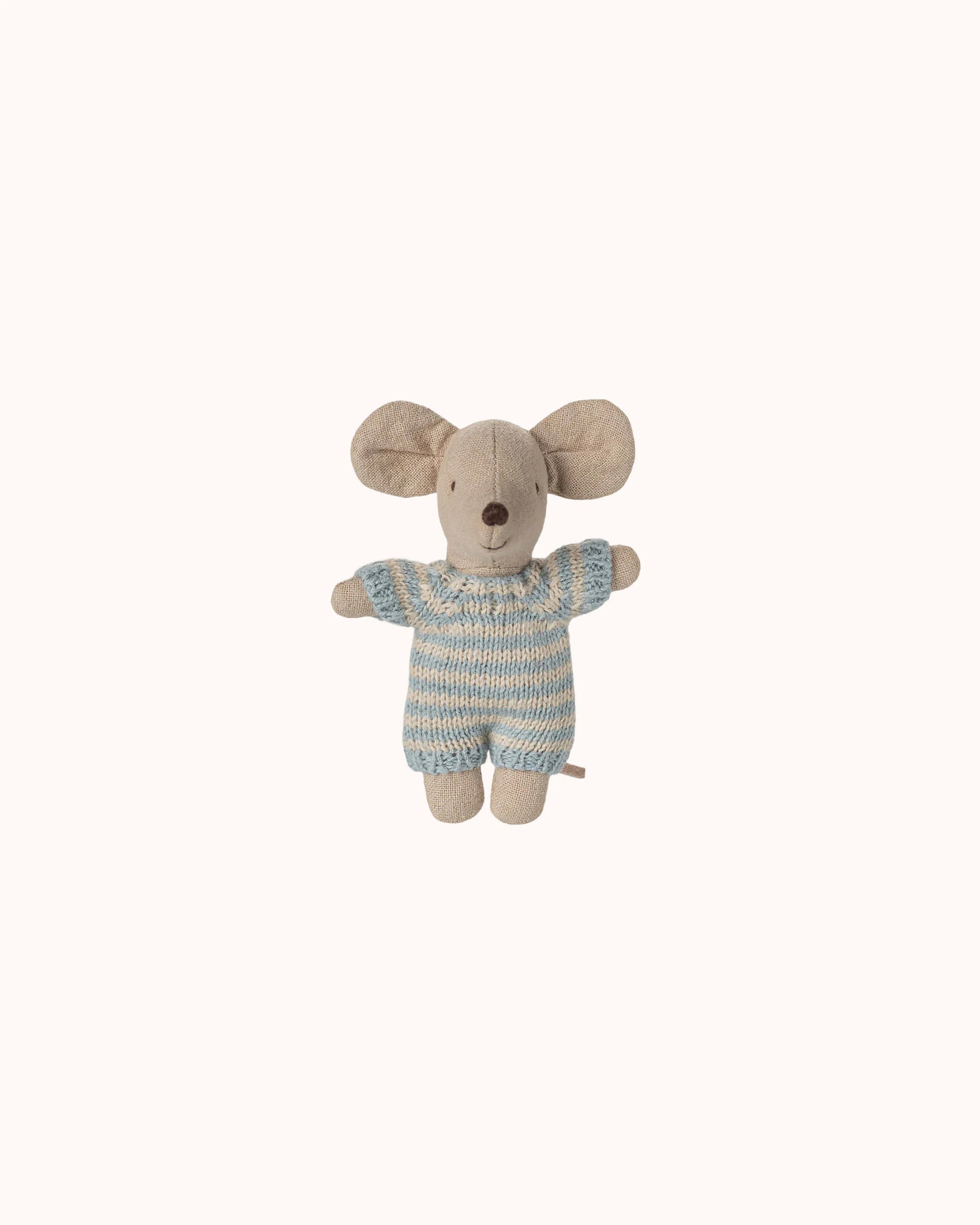 Baby Maus in blauer Tragetasche