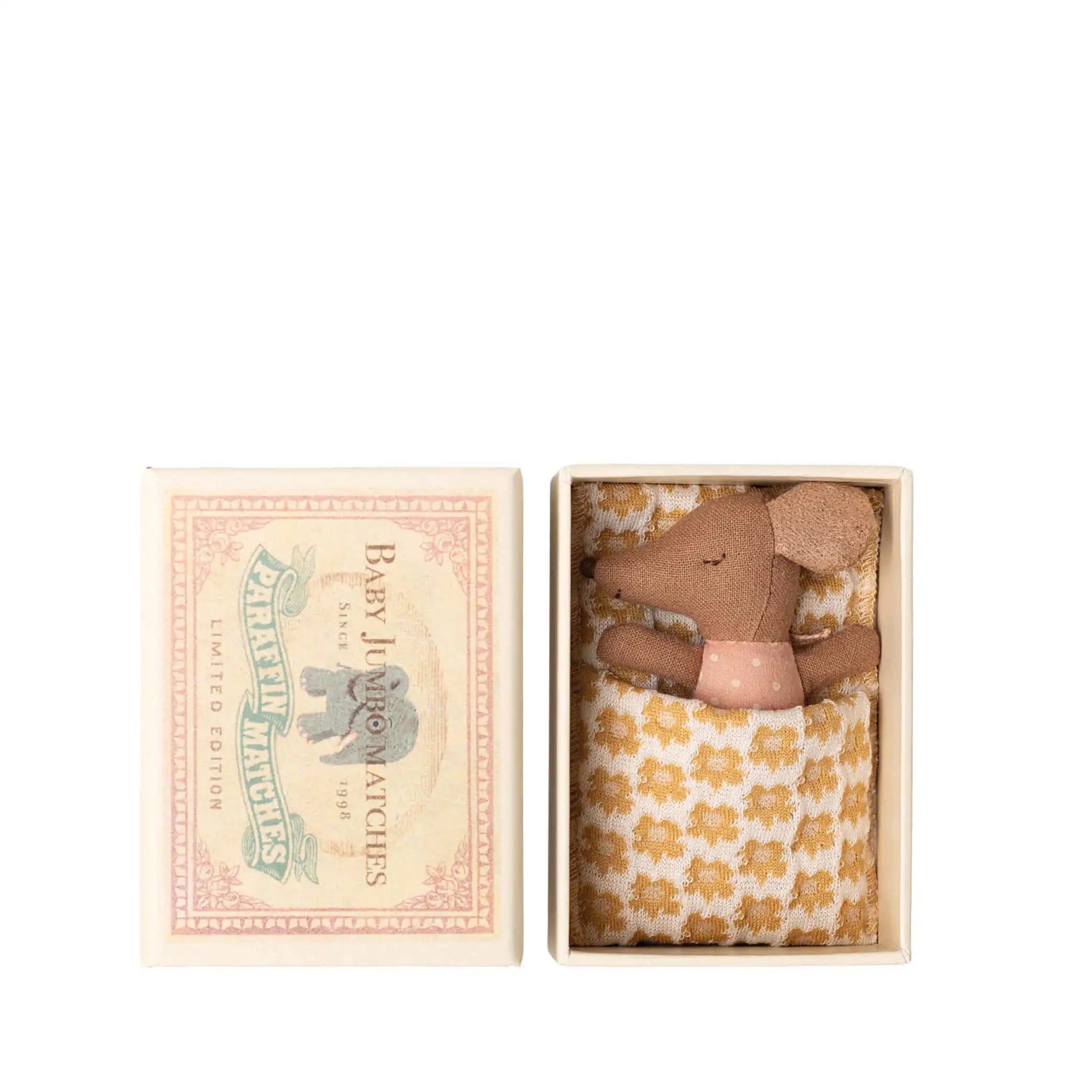 Sleepy Wakey Baby Maus in rosa Streichholzschachtel