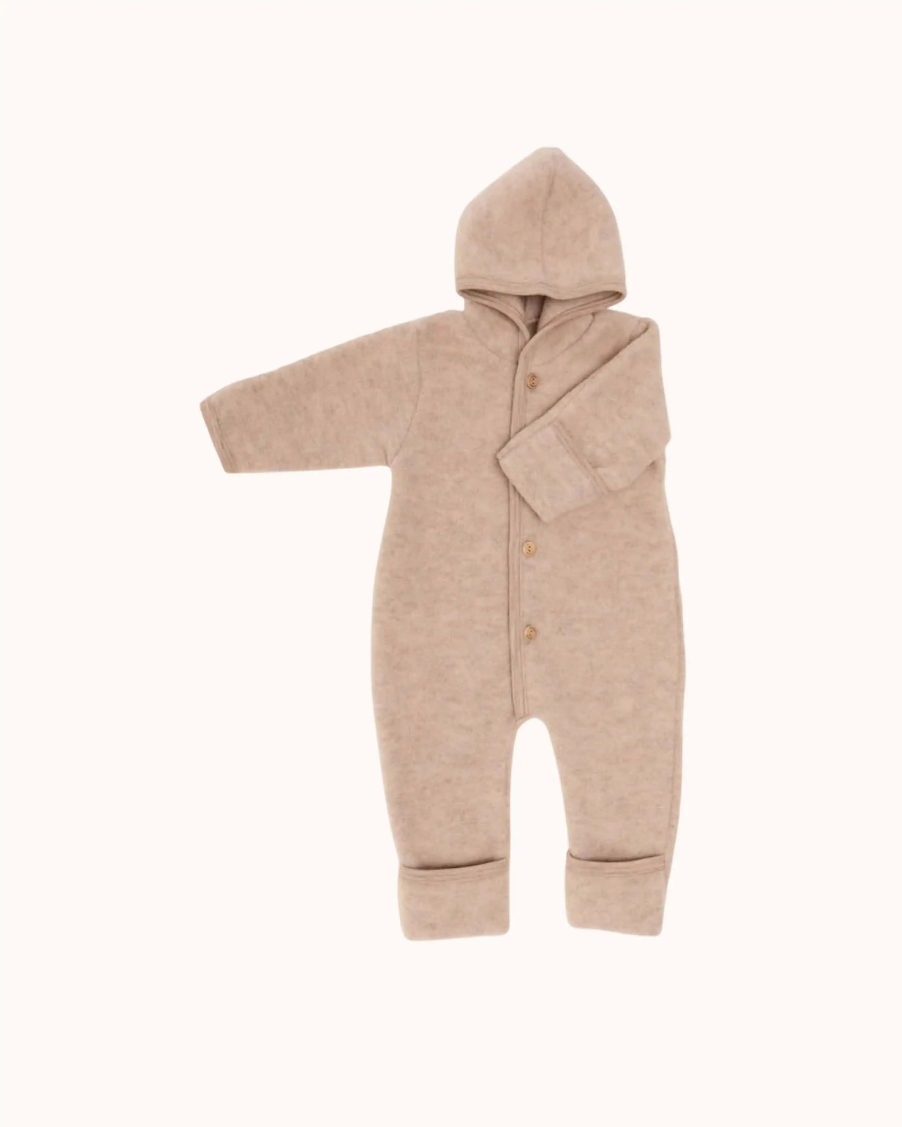 Baby Overall aus Wolle in sand melange