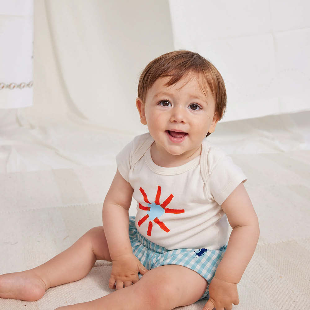 Kurzärmlige Baby Bodys im Sonnen mix