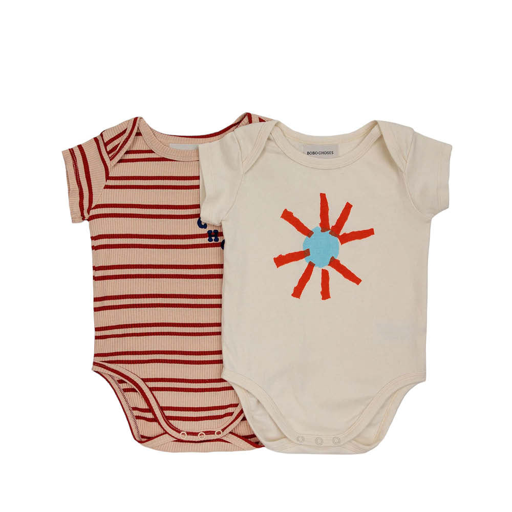 Kurzärmlige Baby Bodys im Sonnen mix