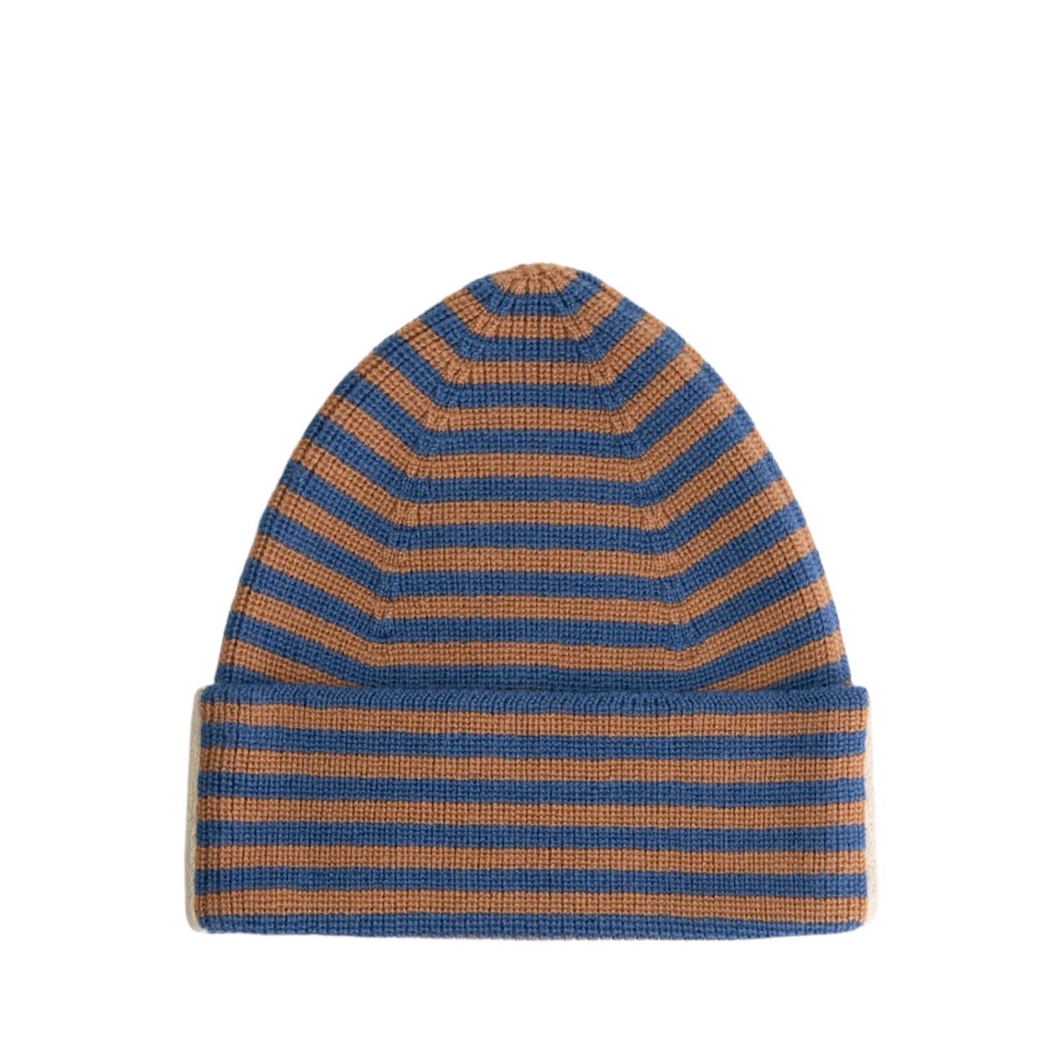Beanie in blue grey/peanut