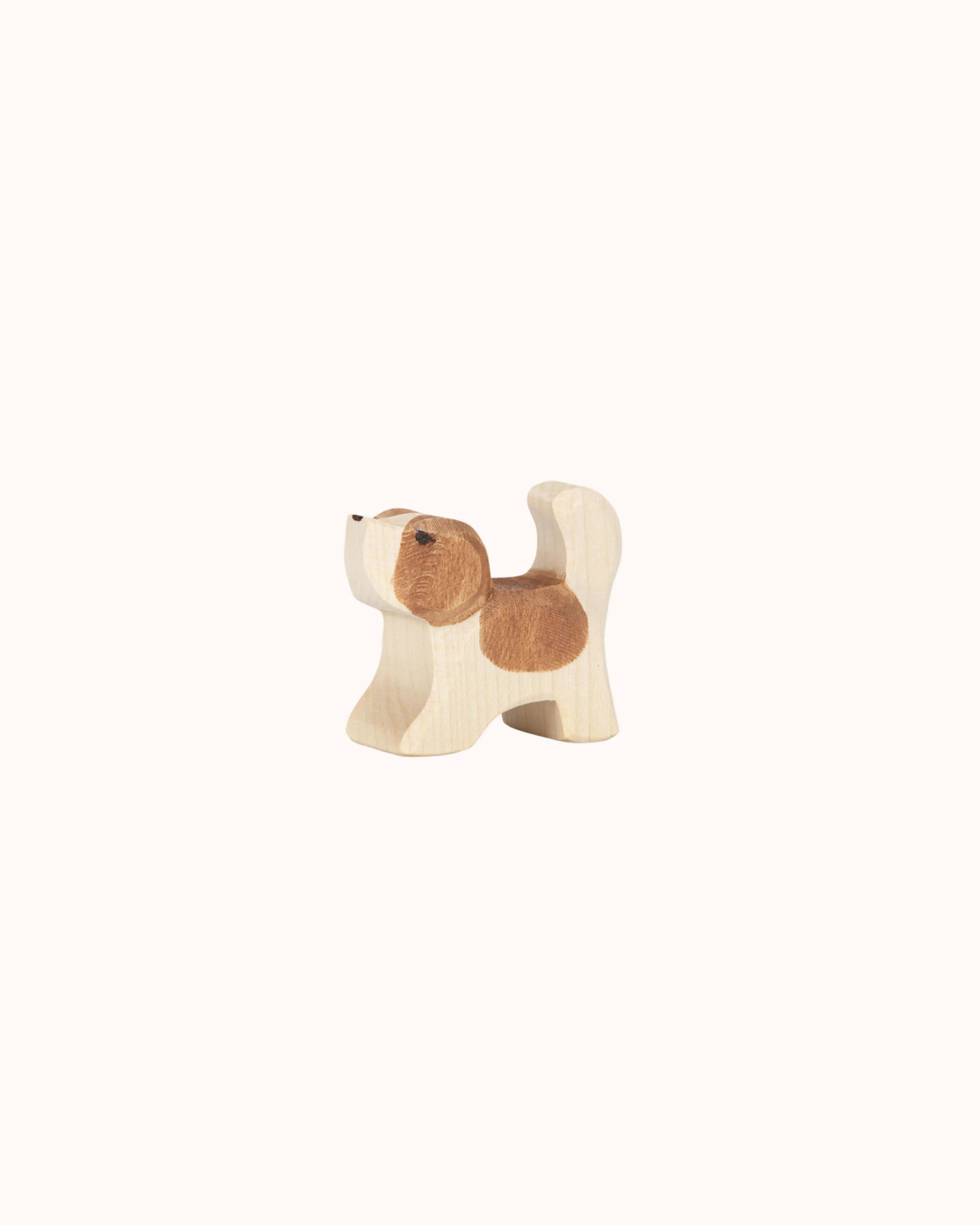 Holzfigur Bernhardiner klein Kopf hoch