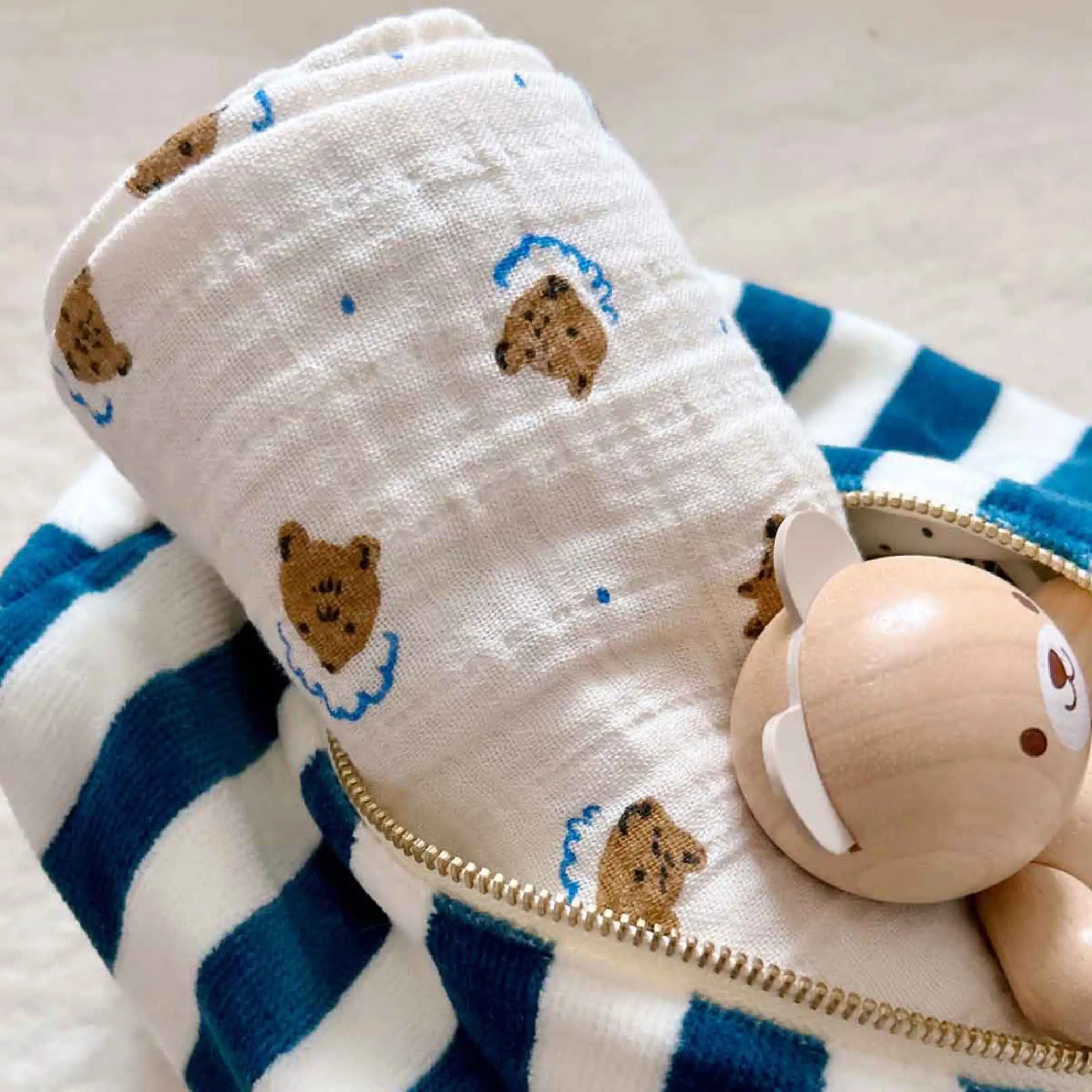 Musselin Swaddle Bianca Teddy