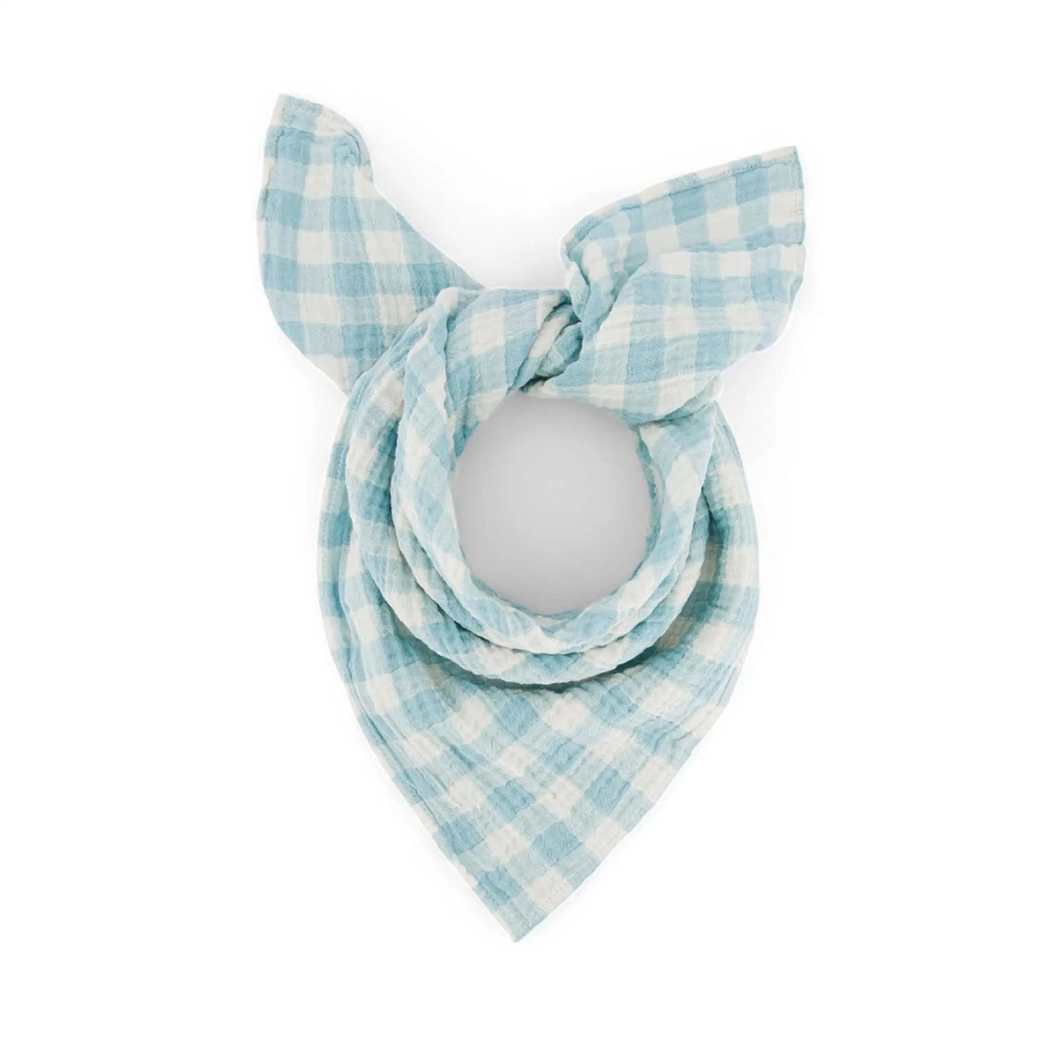 Musselin Swaddle Bianca in gingham blue