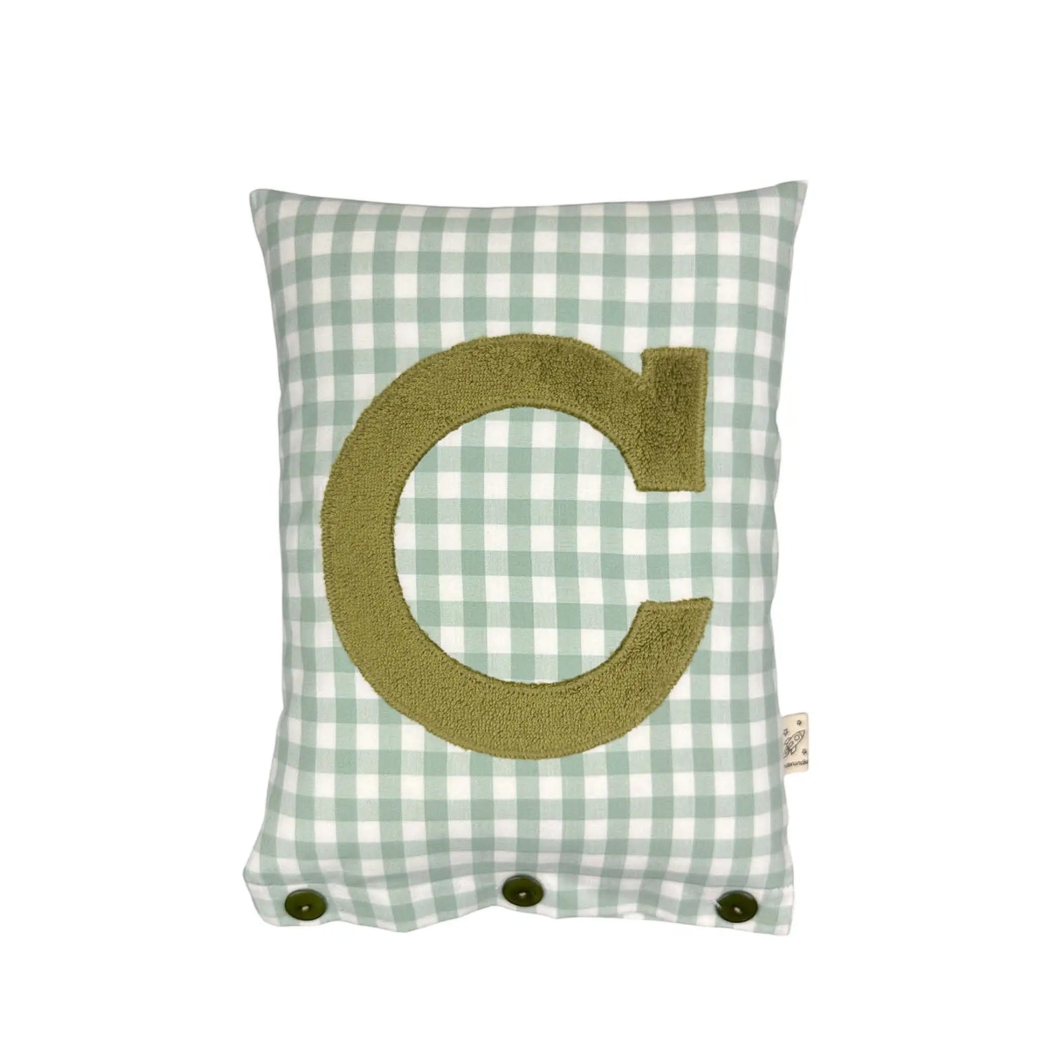 Letter Cushion Olive on Sage Gingham