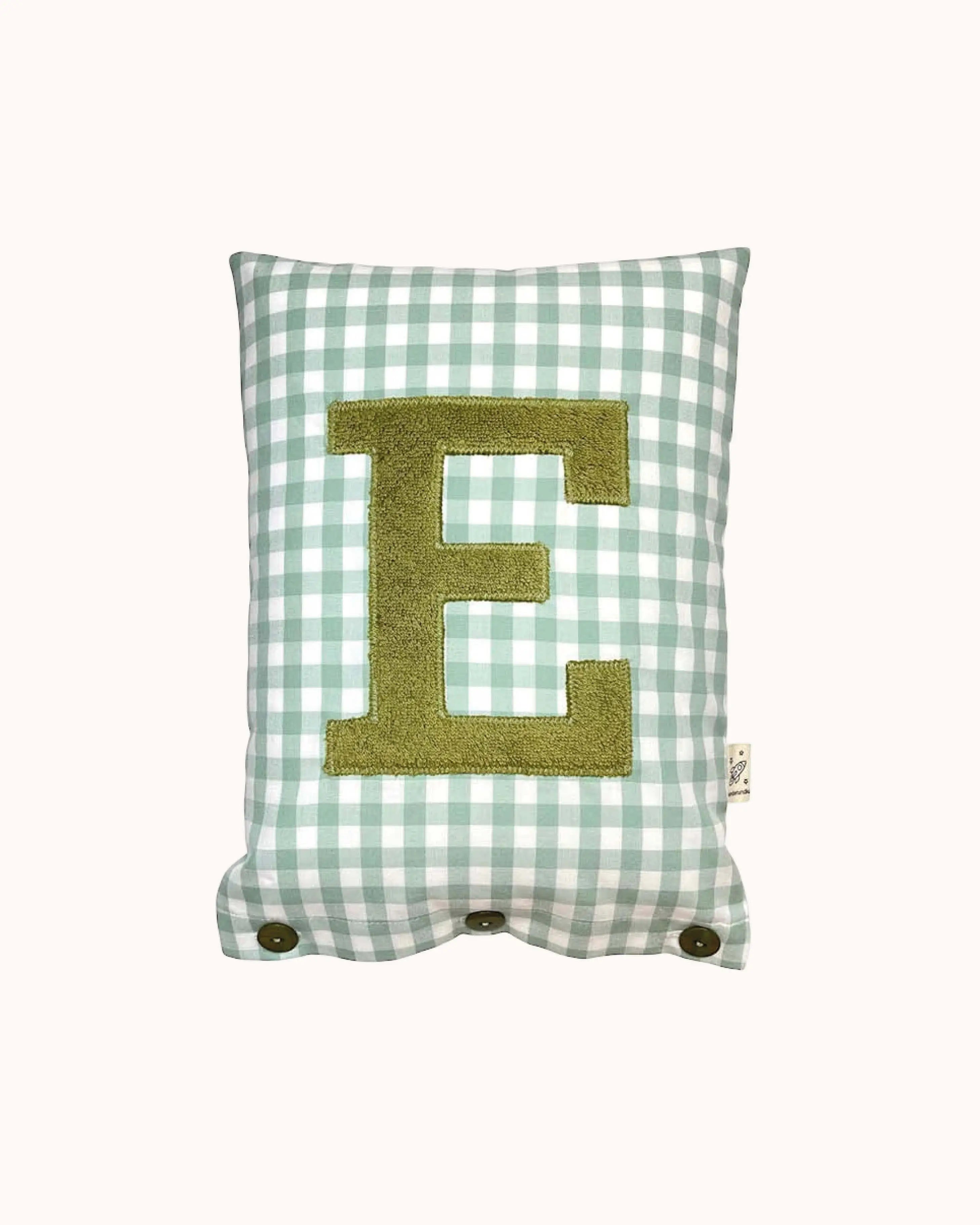 Letter Cushion Olive on Sage Gingham