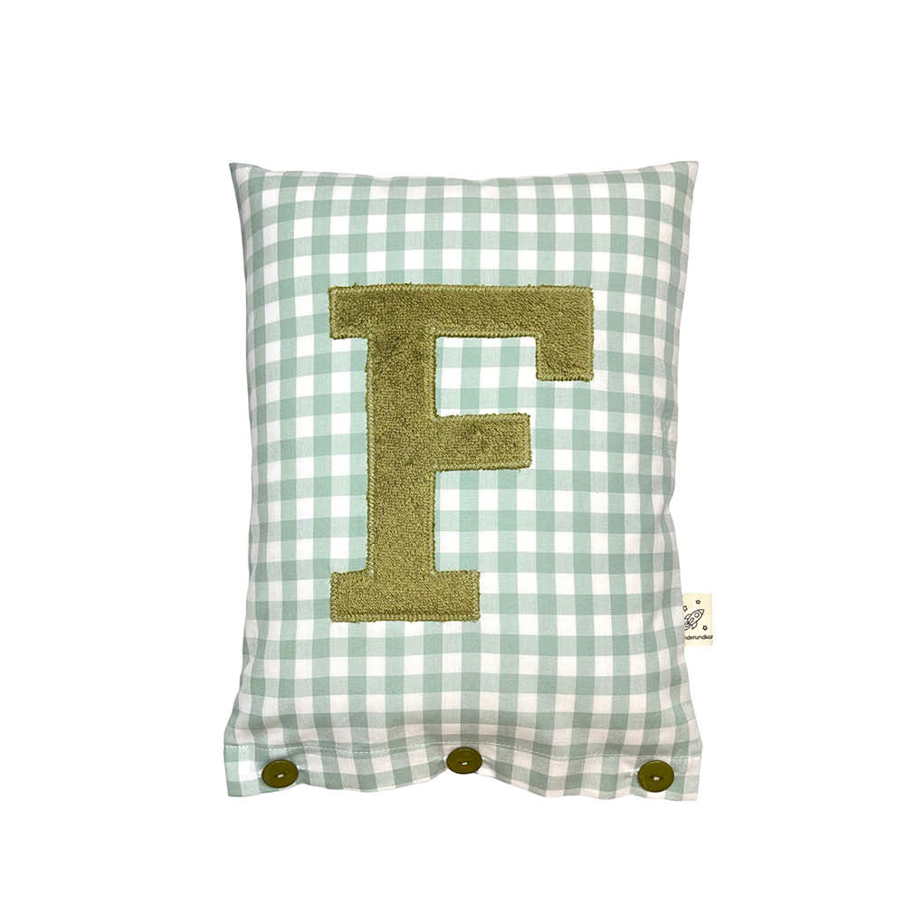 Letter Cushion Olive on Sage Gingham