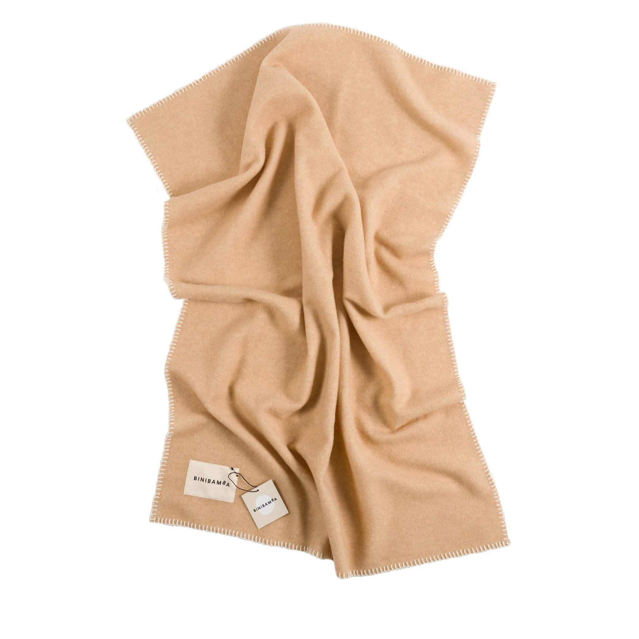Babydecke aus Merinowolle in caramel/milk