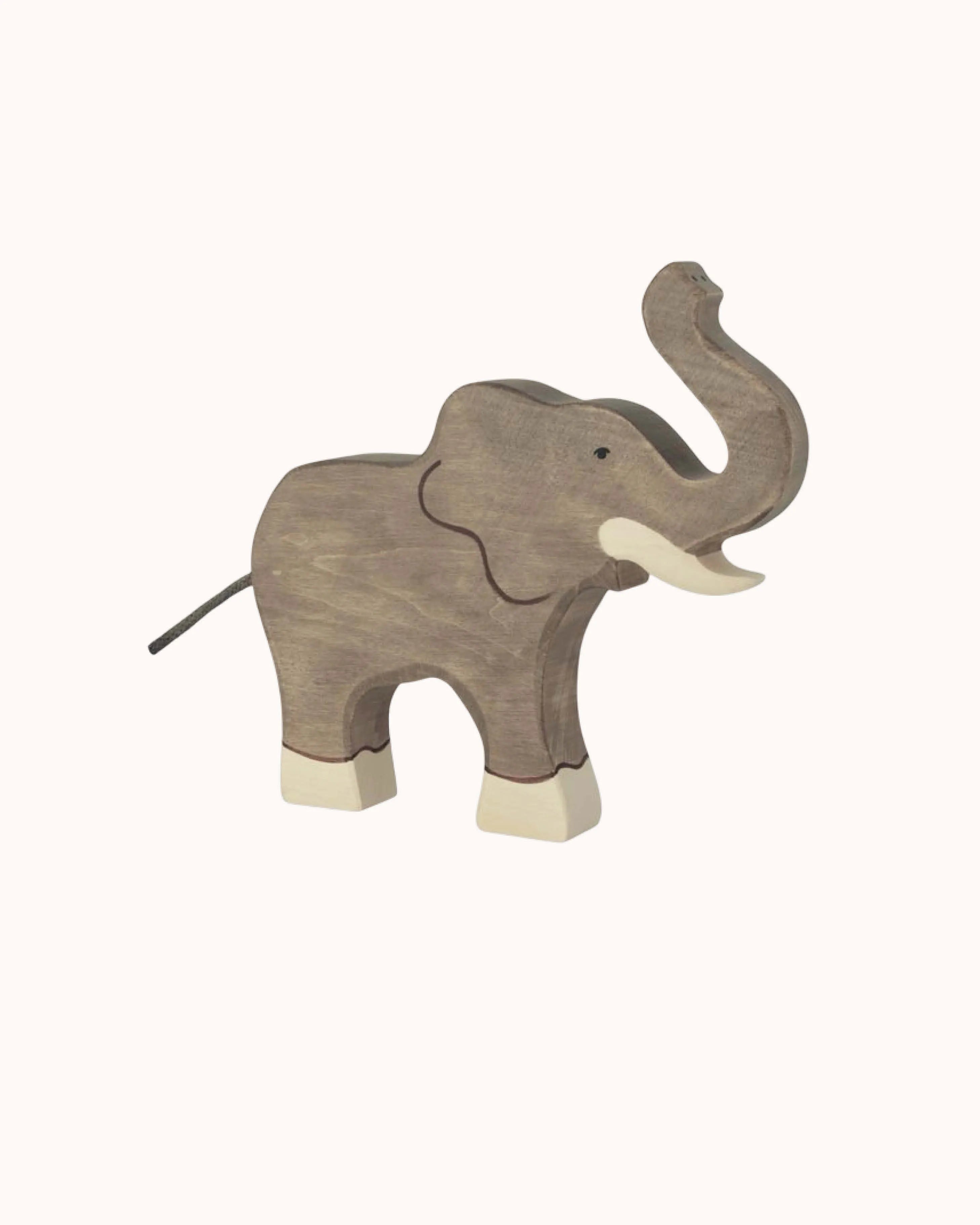 Wooden figure, elephant with trunk up