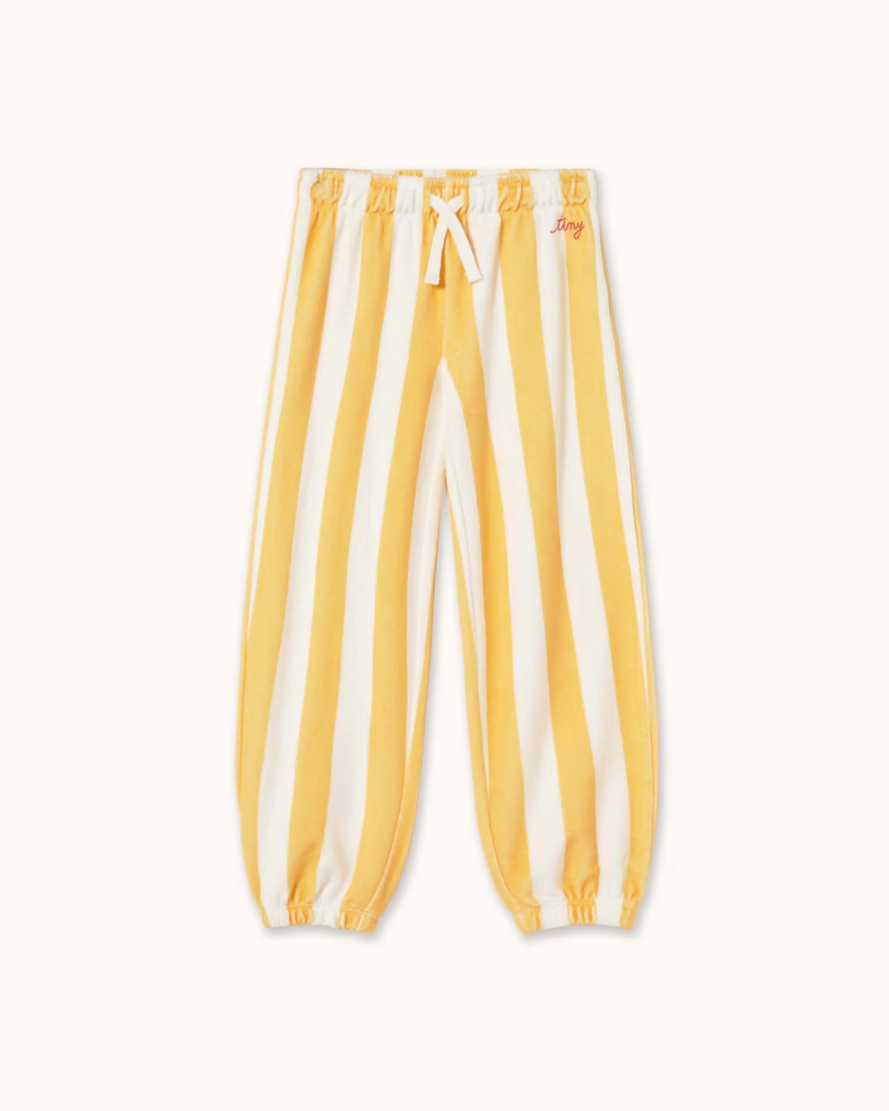 Frottee Sweathose in gelb gestreift