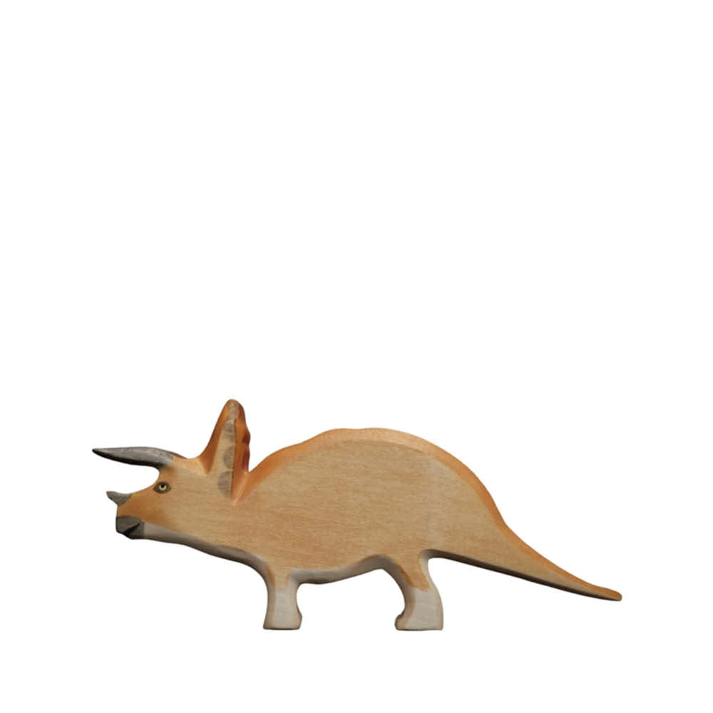 Holzfigur orangener Triceratops