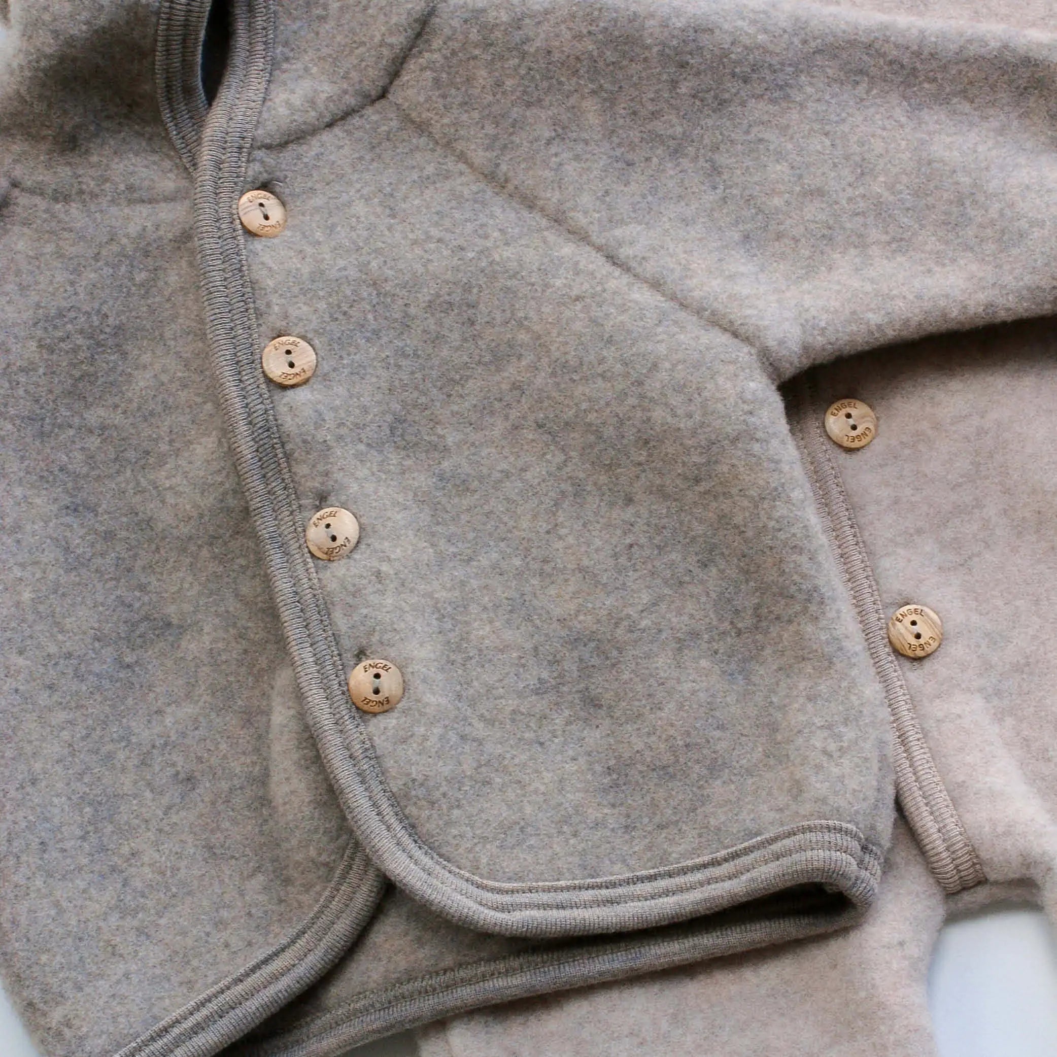 Wool Hooded Baby Jacket in walnut melange
