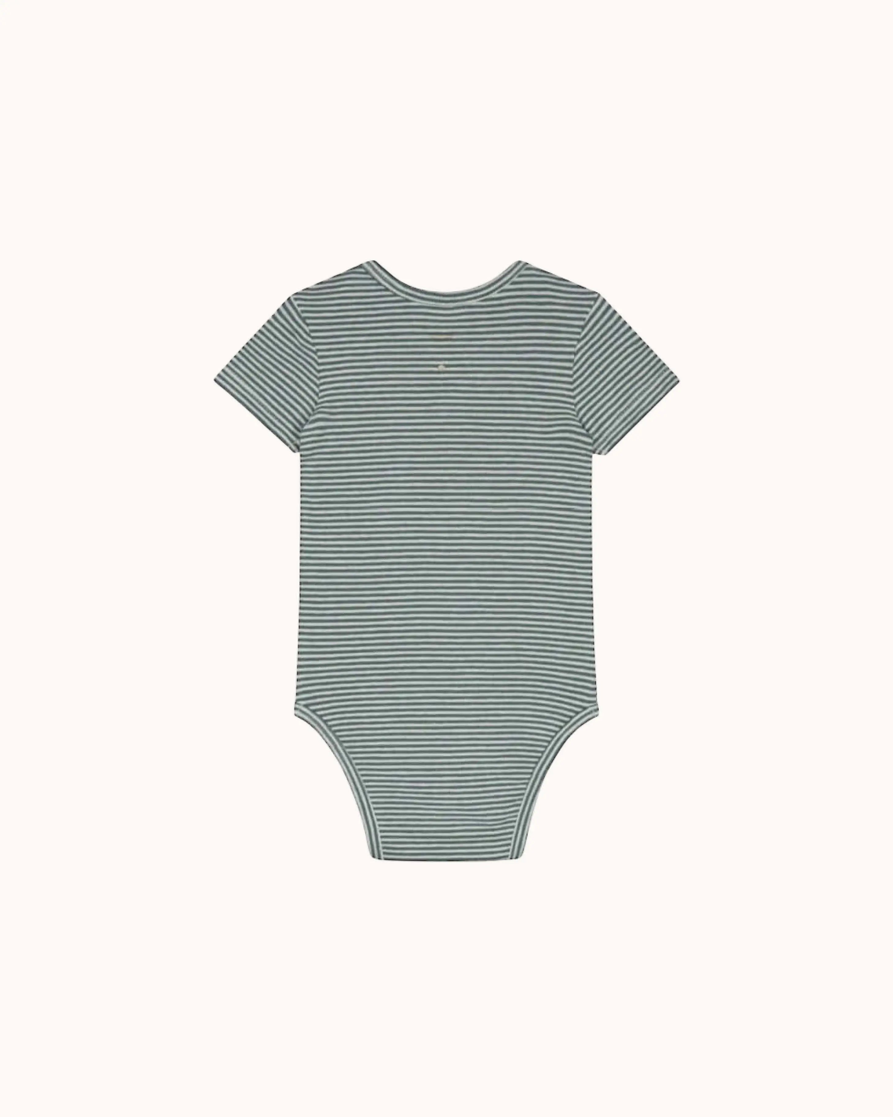 Kurzärmliger Baby Body in blue grey/cream