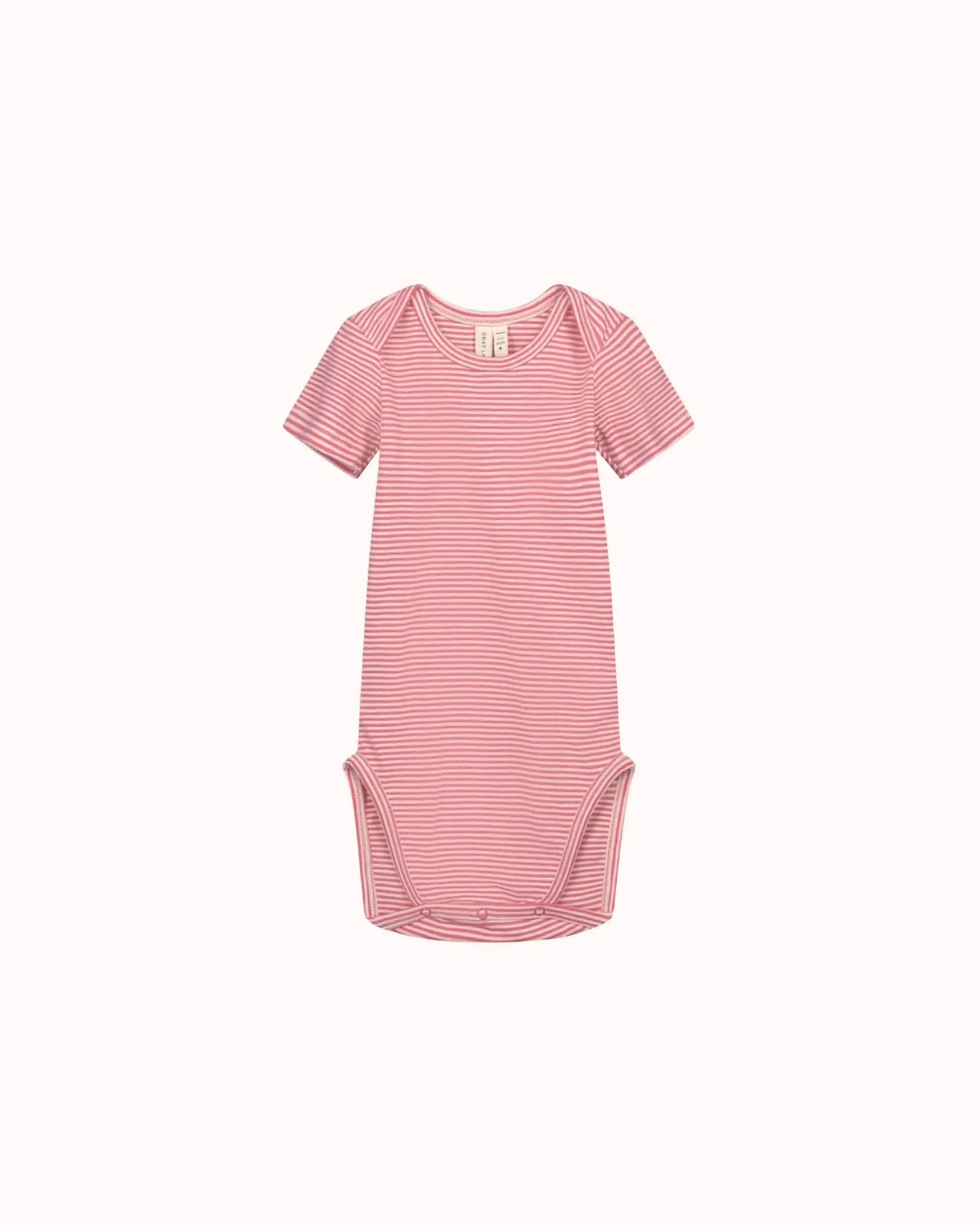 Short-sleeved Baby Body in cherry/cream