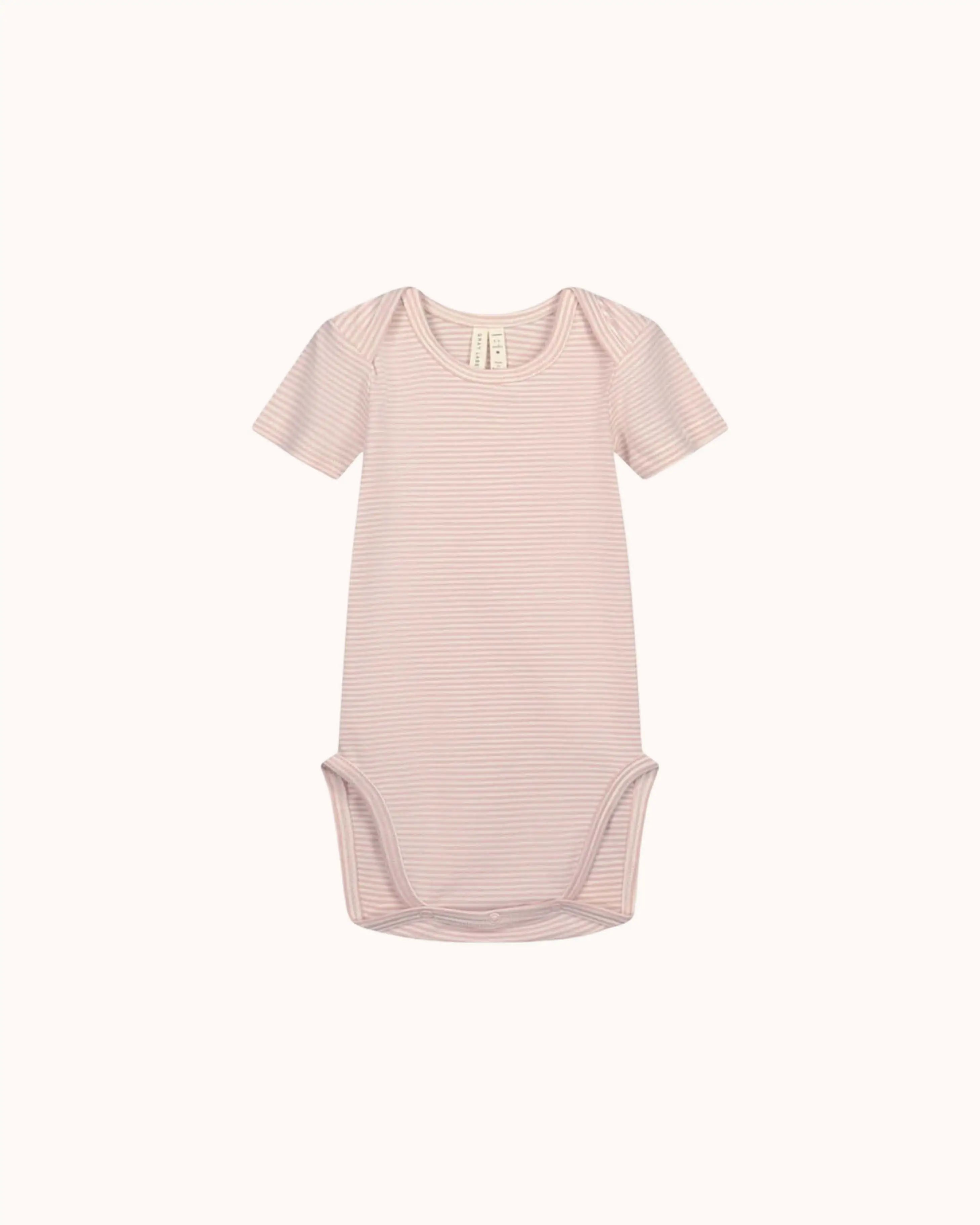 Short-sleeved Baby Body in faded pink/cream
