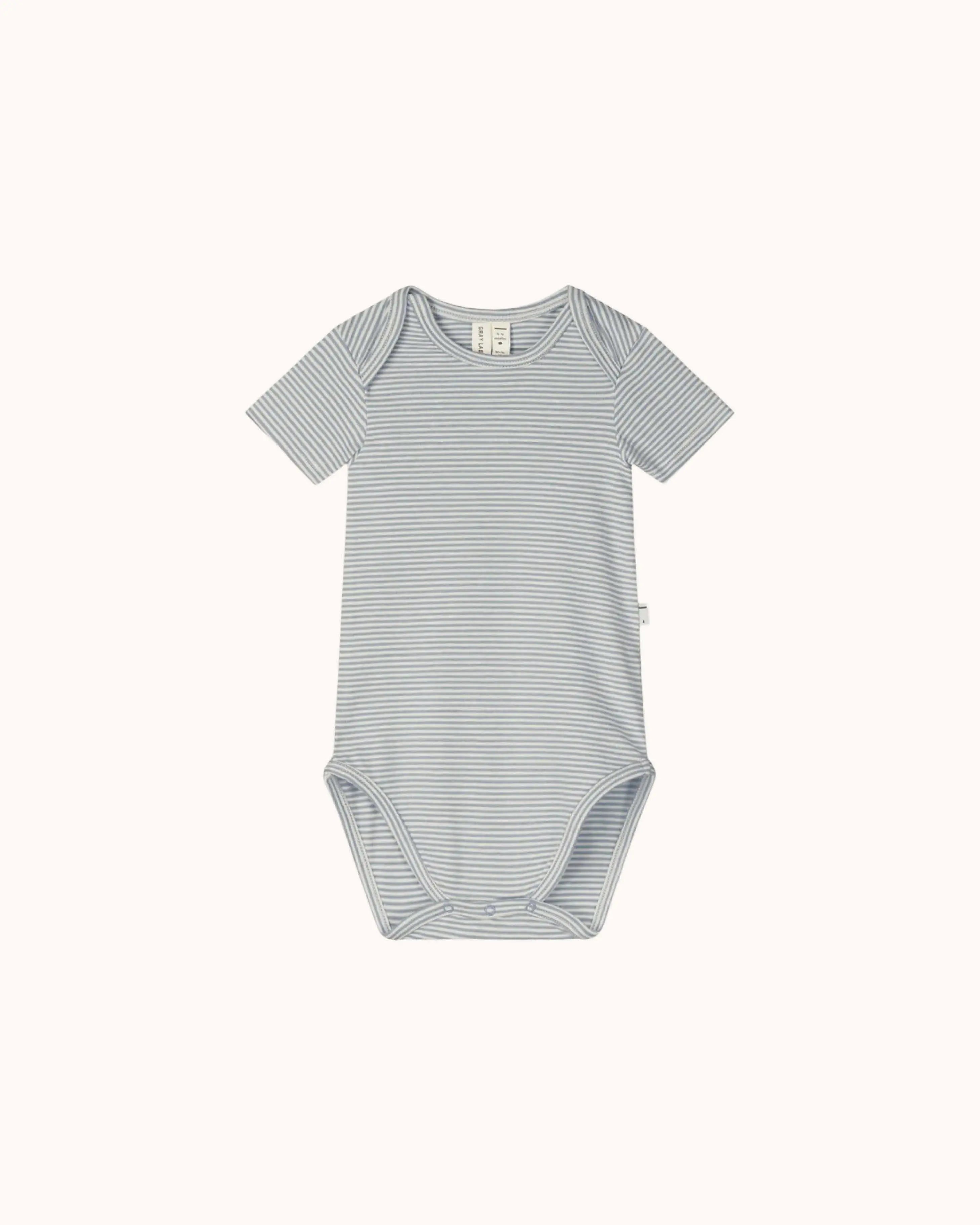 Kurzärmliger Baby Body in stone gray/cream