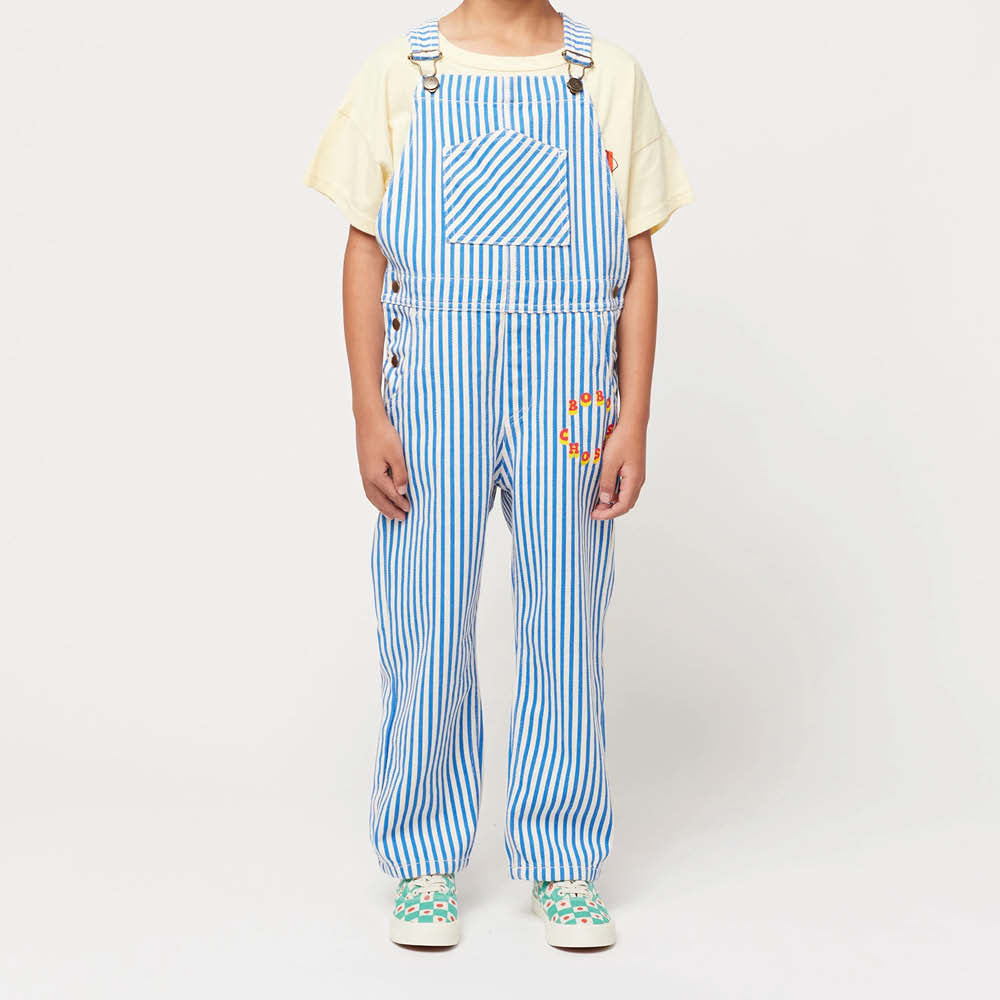 Dungarees in blue striped