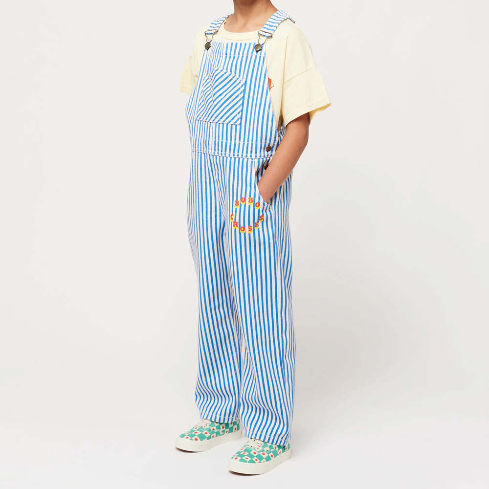 Dungarees in blue striped