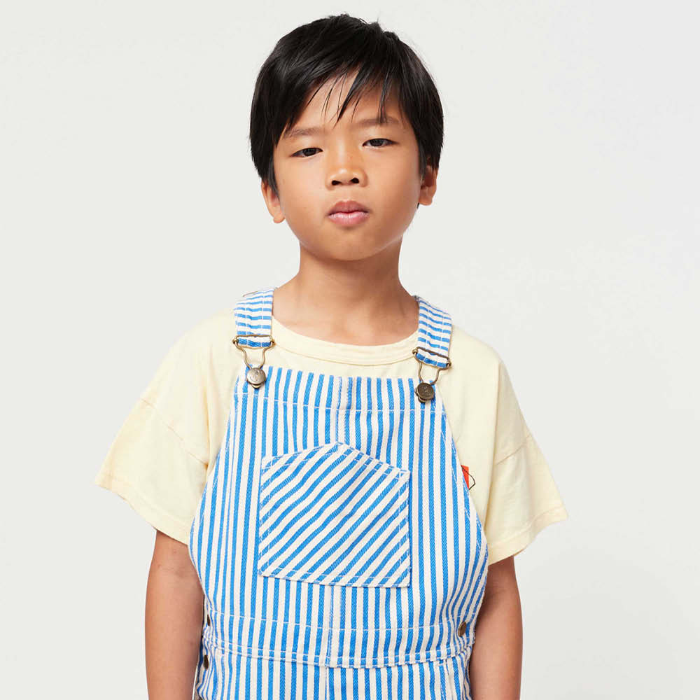 Dungarees in blue striped
