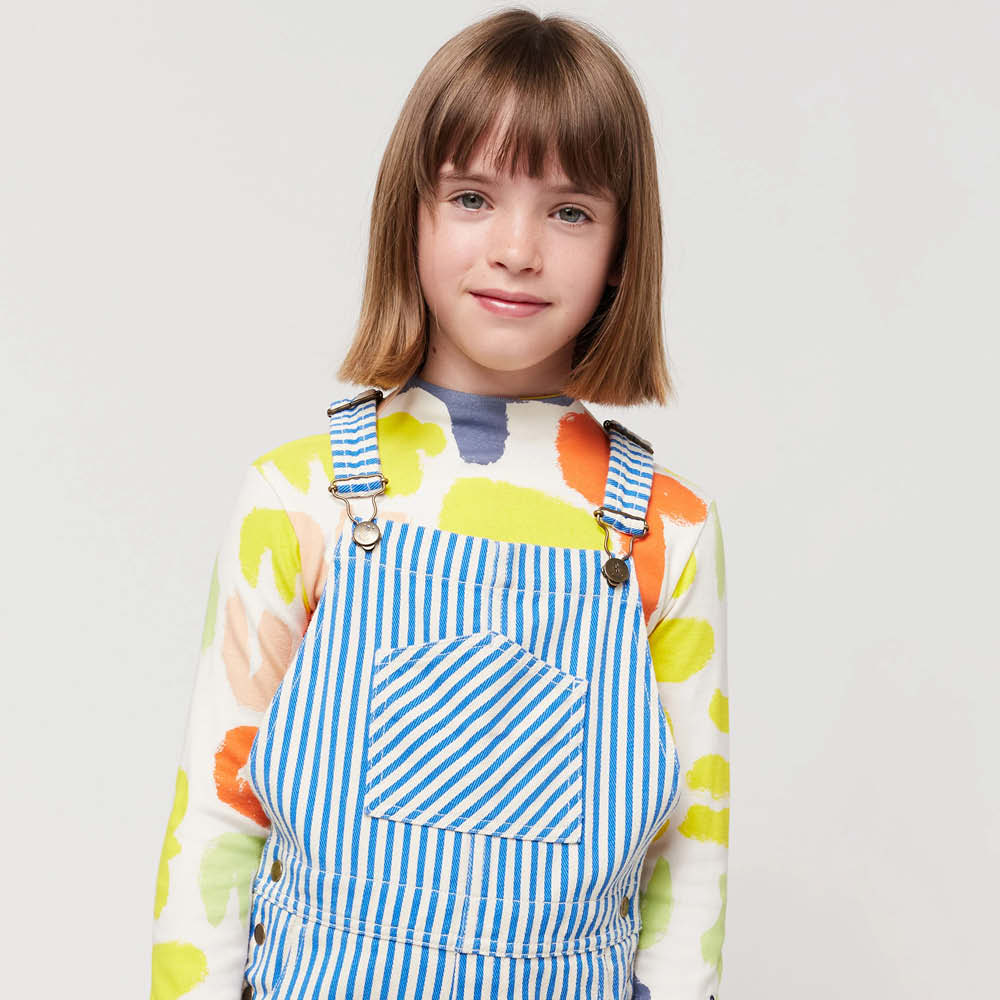 Dungarees in blue striped