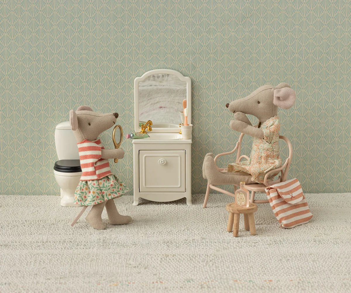 Mouse Toothbrush Set in coral striped