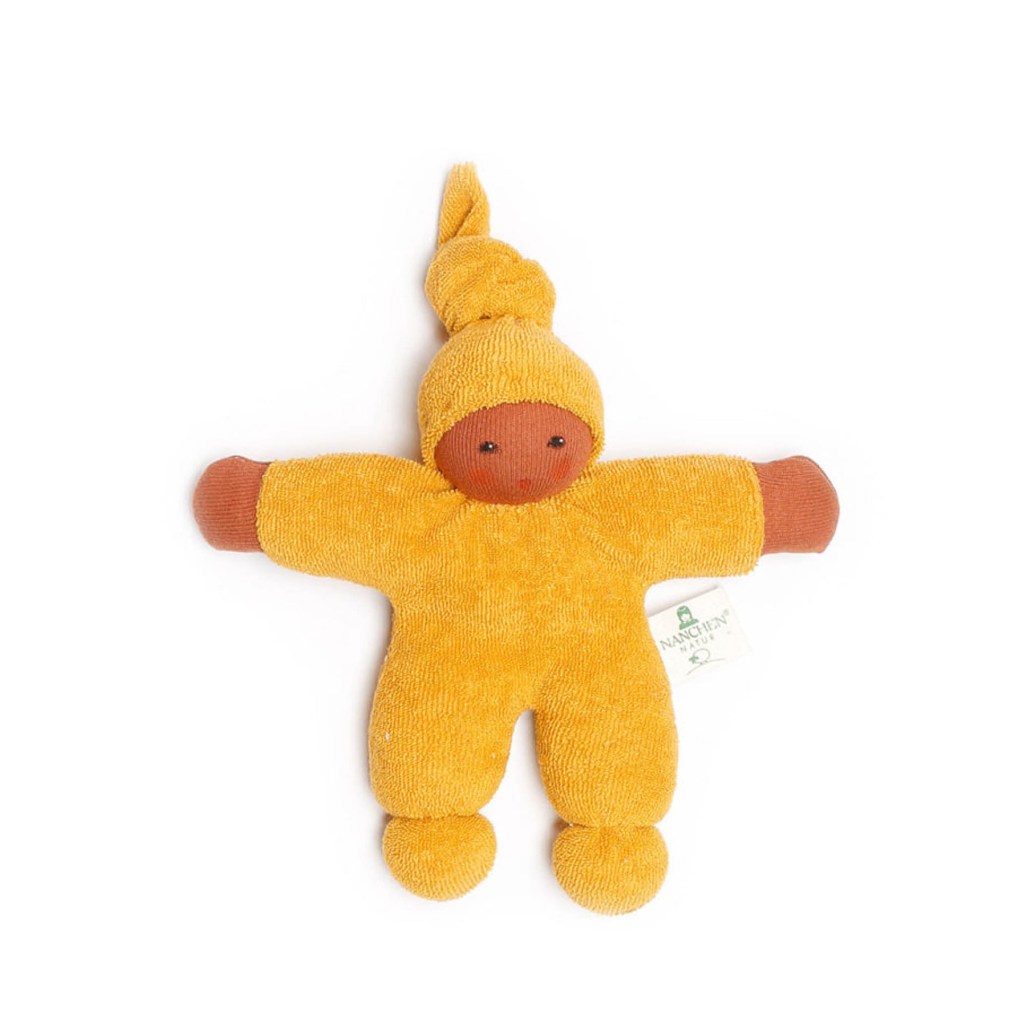Stoffpuppe in goldgelb