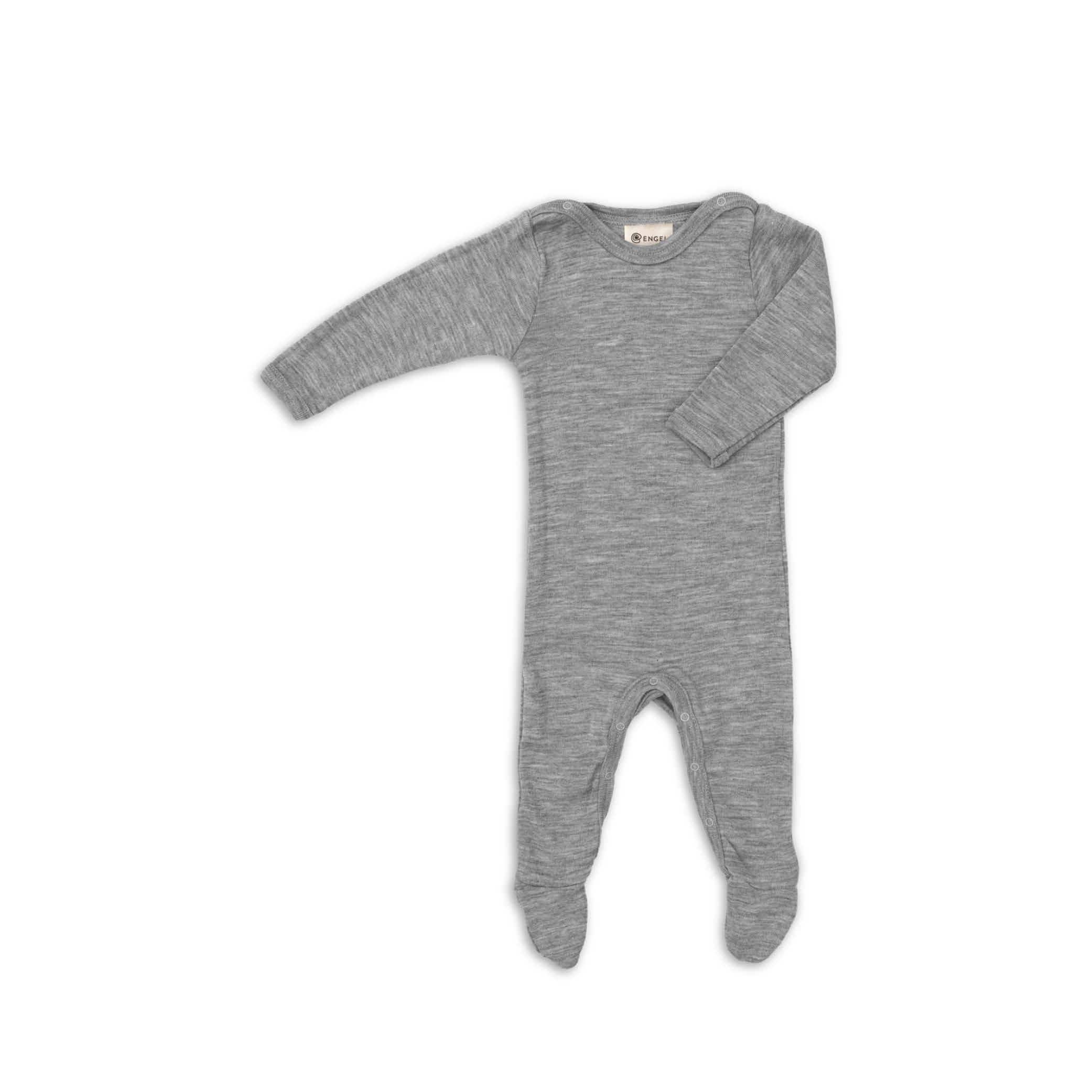 Onesie grey melange aus Wolle Seide von Engel Natur