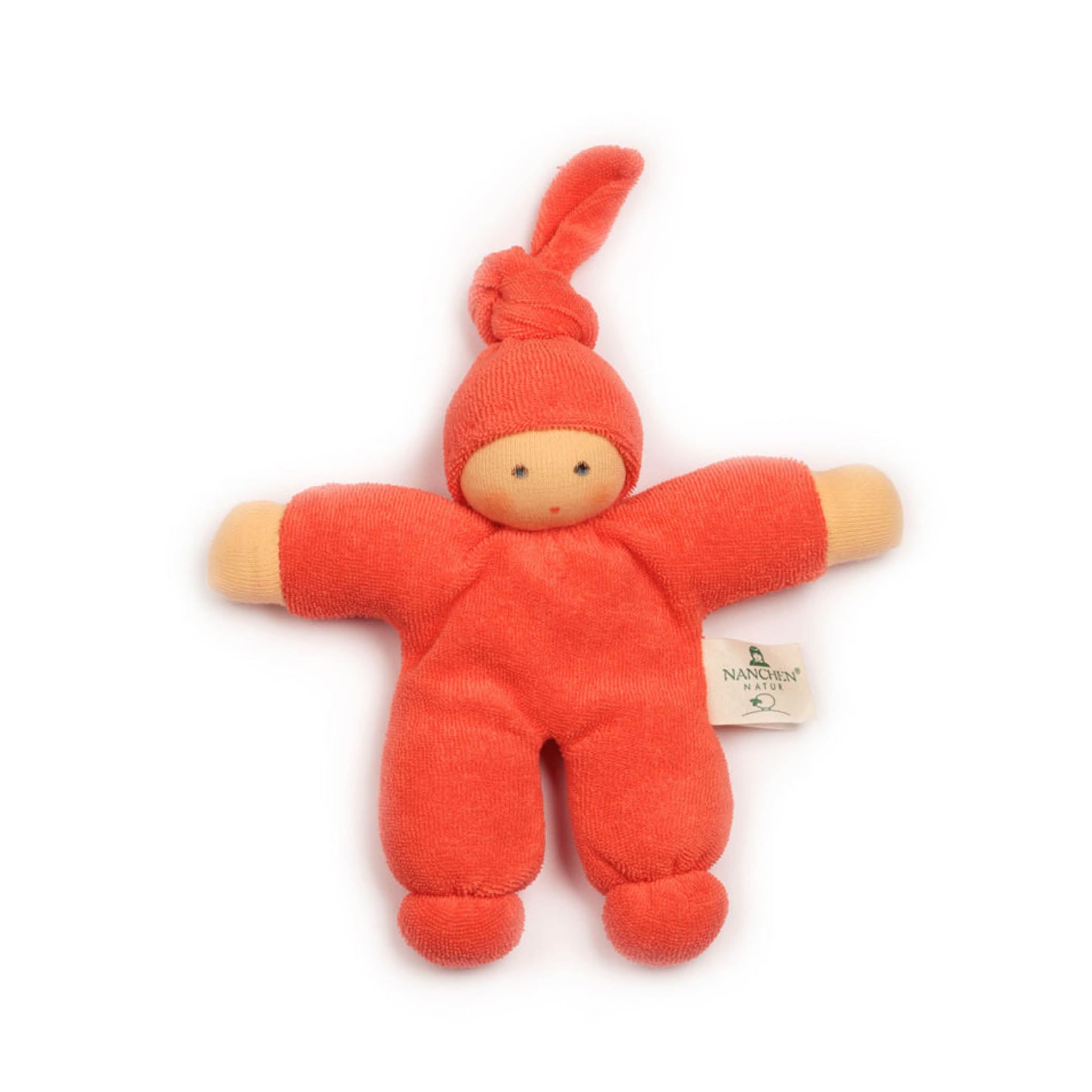 Stoffpuppe in orangerot