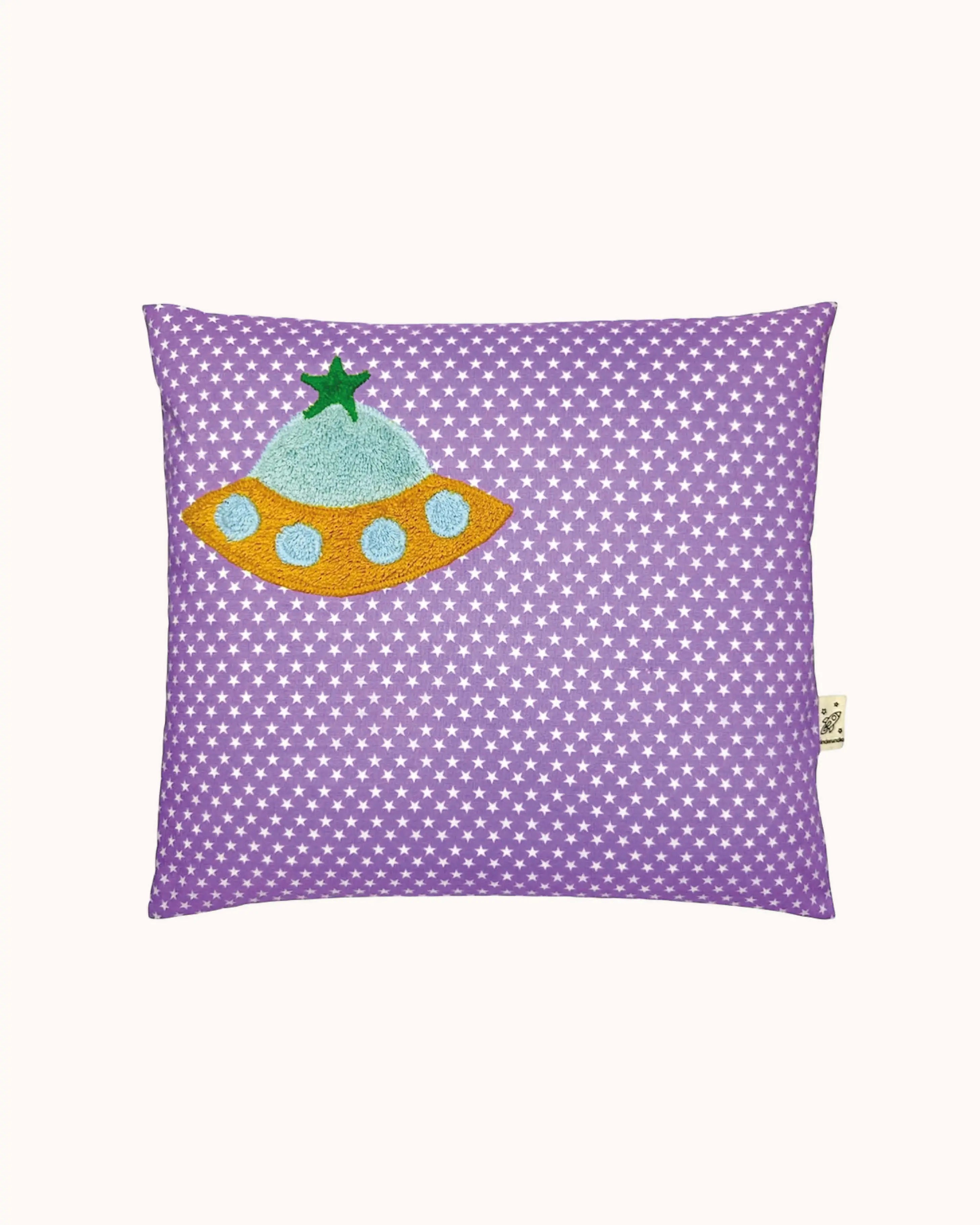 Pixie Cushion Ufo on Lilac with white Stars