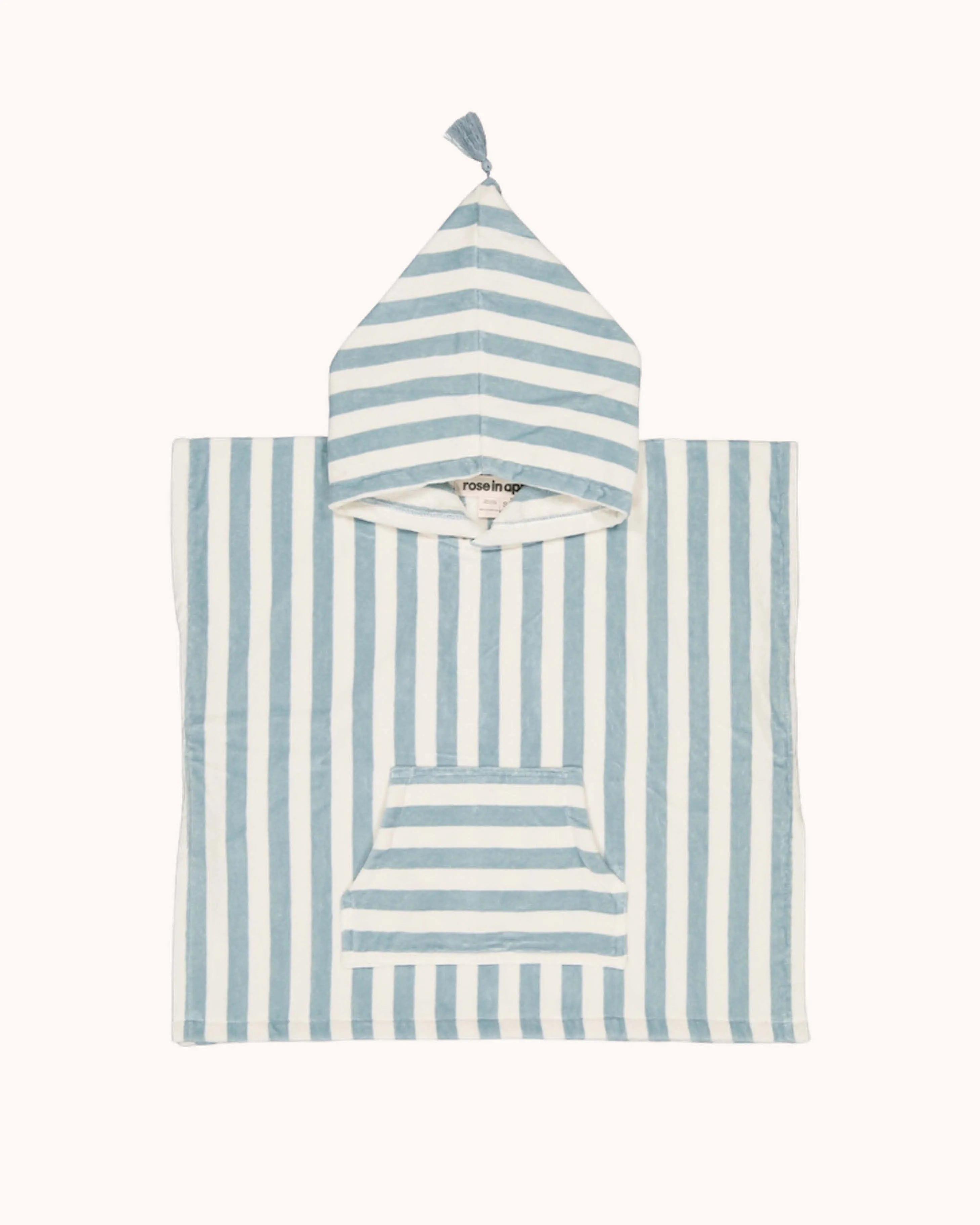 Poncho mit Kapuze in blue cloud gestreift