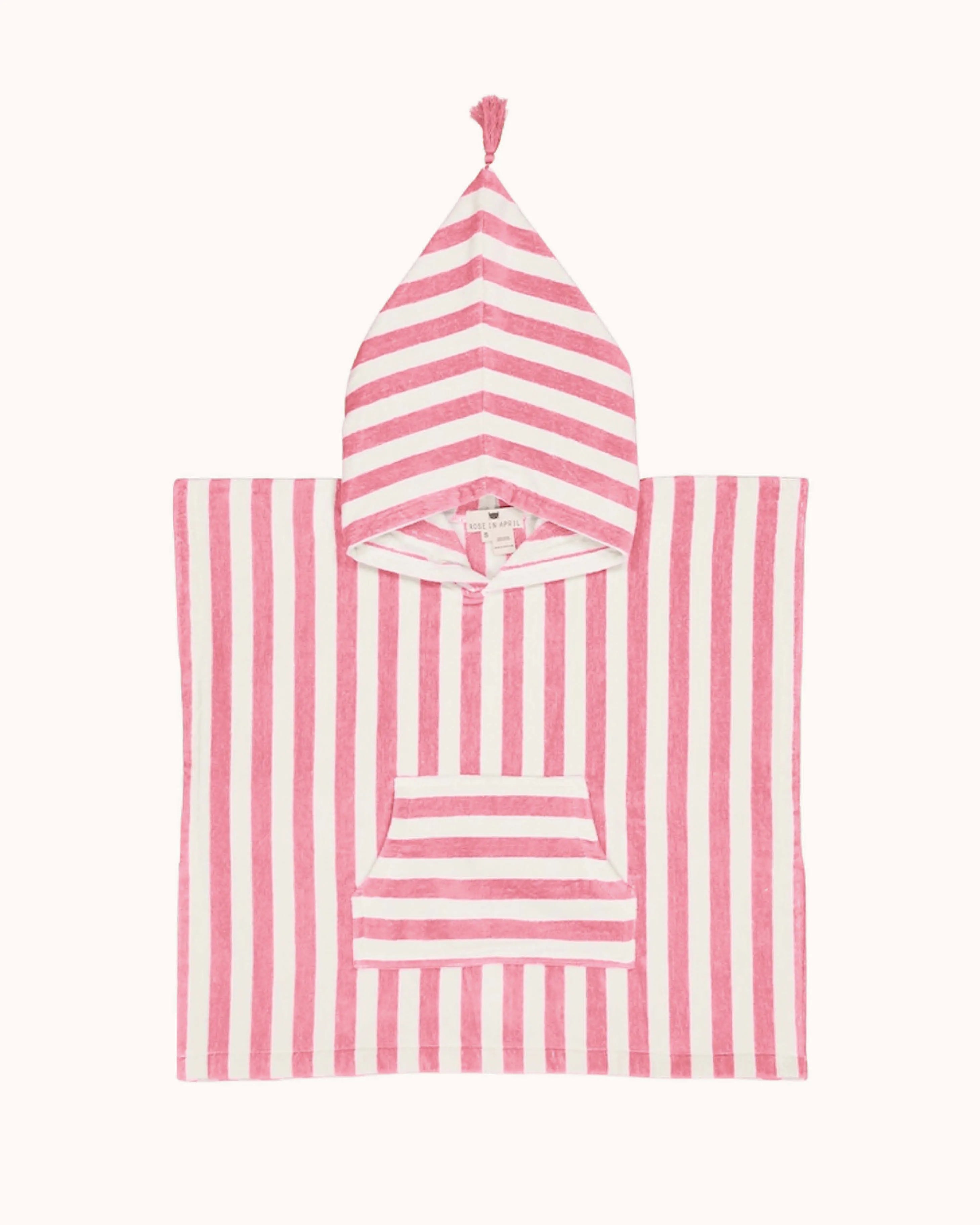 Poncho mit Kapuze in strawberry gestreift