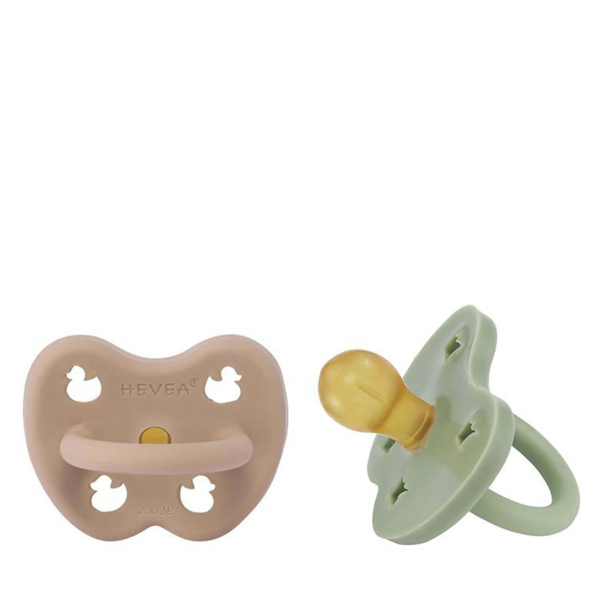 Pacifier Set in tan beige/moss green