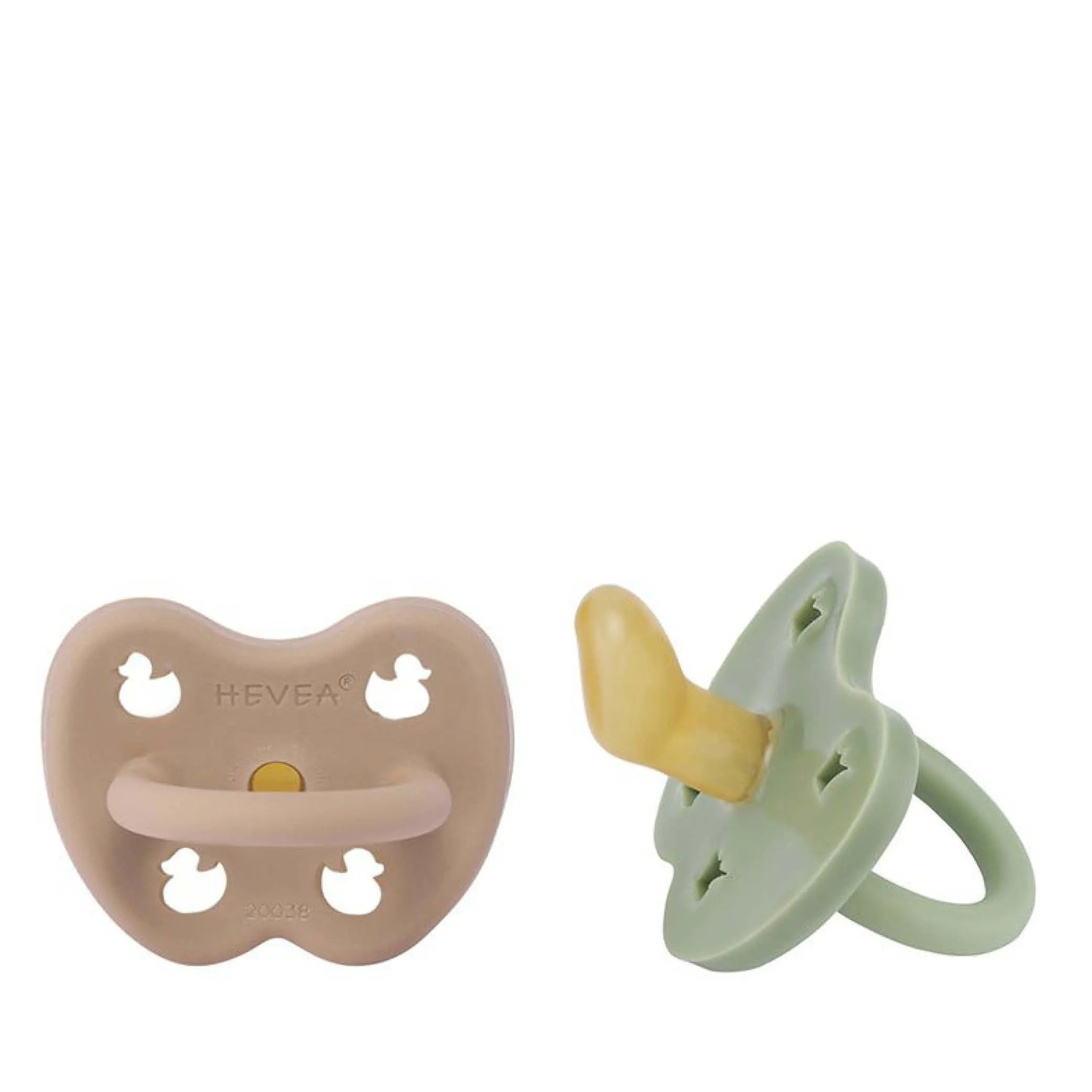 Pacifier Set in tan beige/moss green