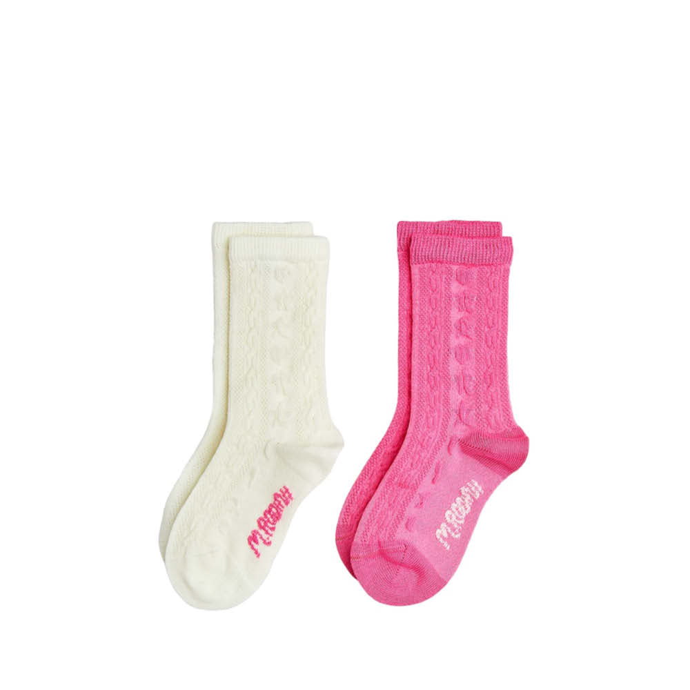 Strukturierte Socken in pink & weiß