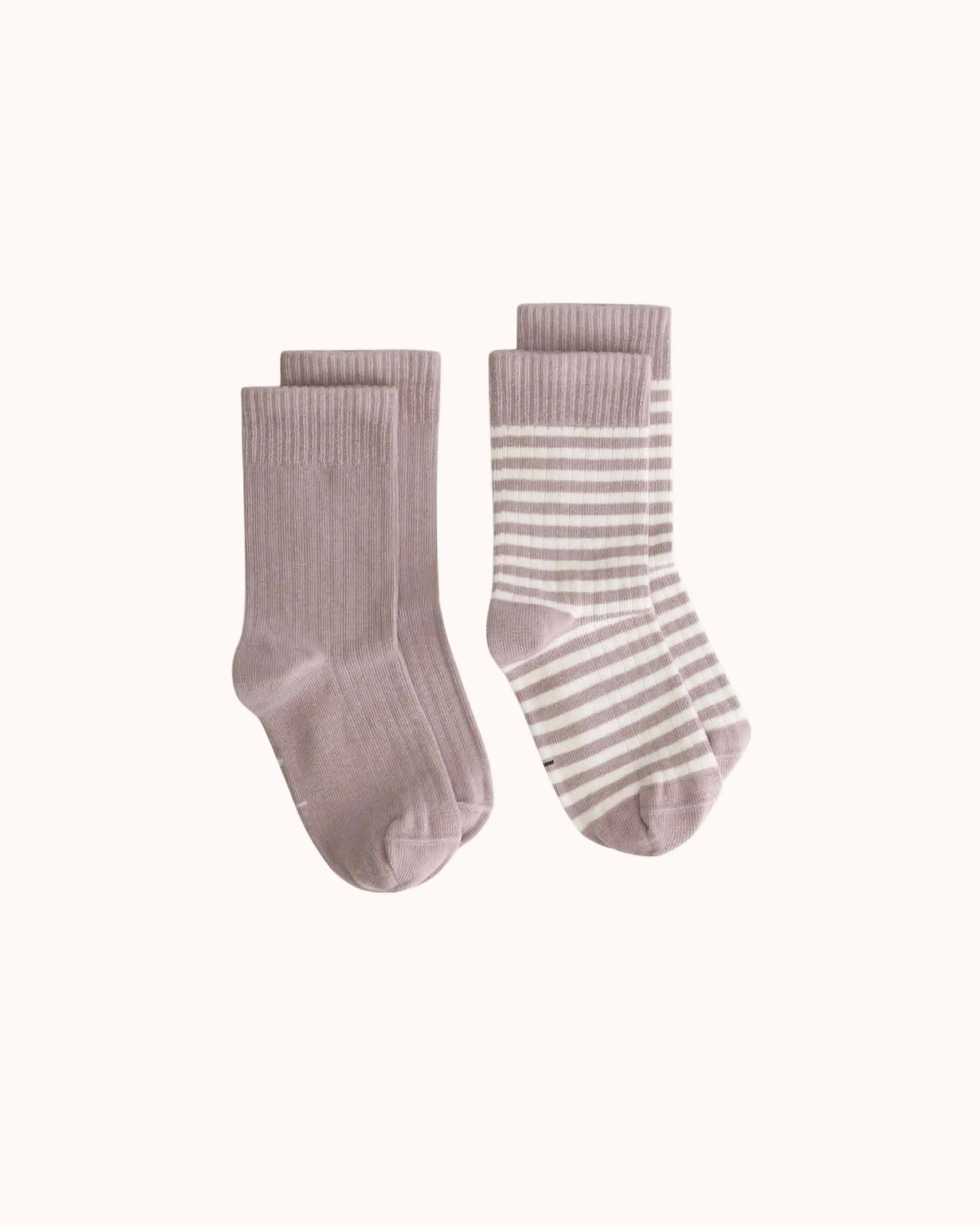 Gerippte Socken in berry/cream - 2er Set